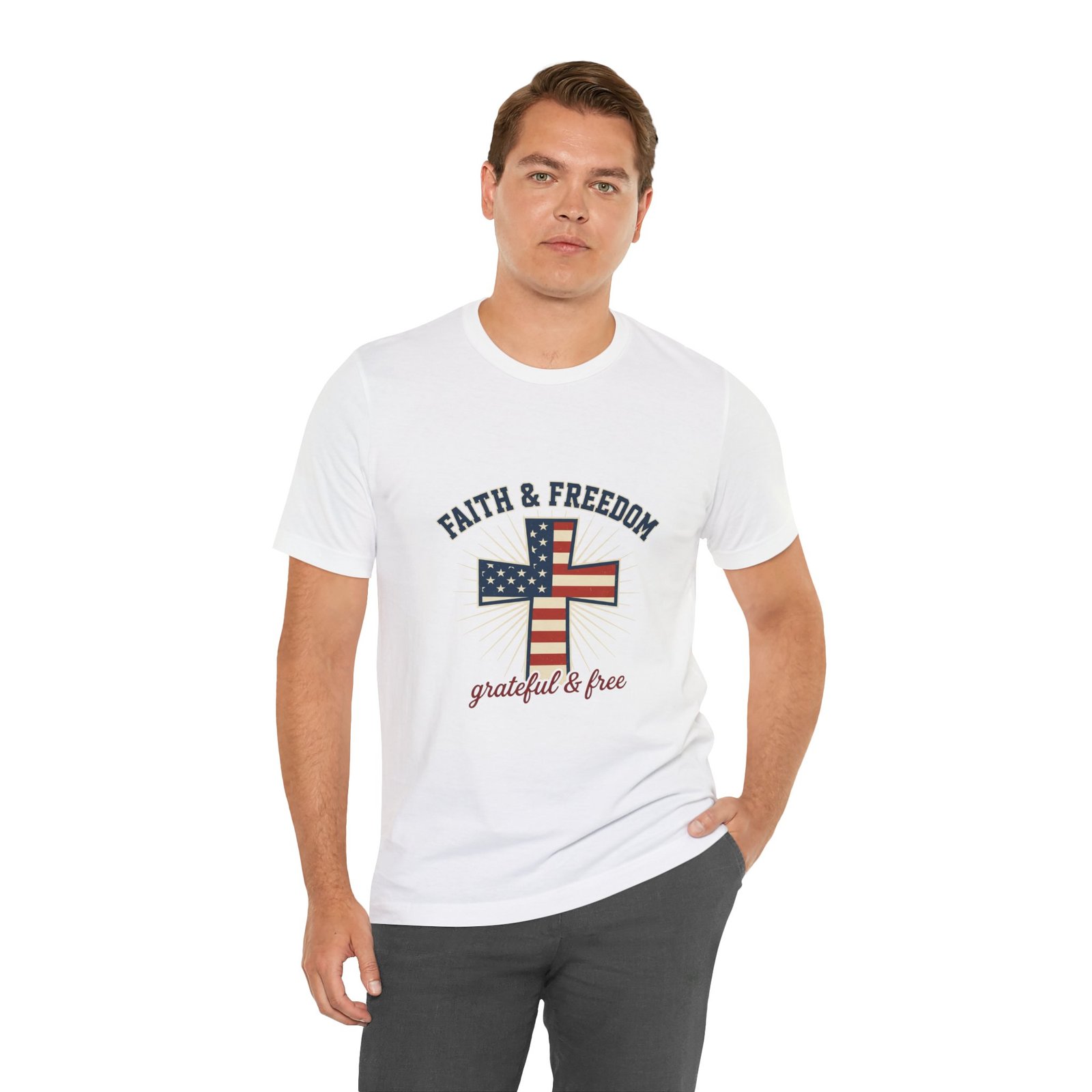 Faith & Freedom Cross Tee | Patriotic, Faith-Based July 4th Vintage Americana - Image 12