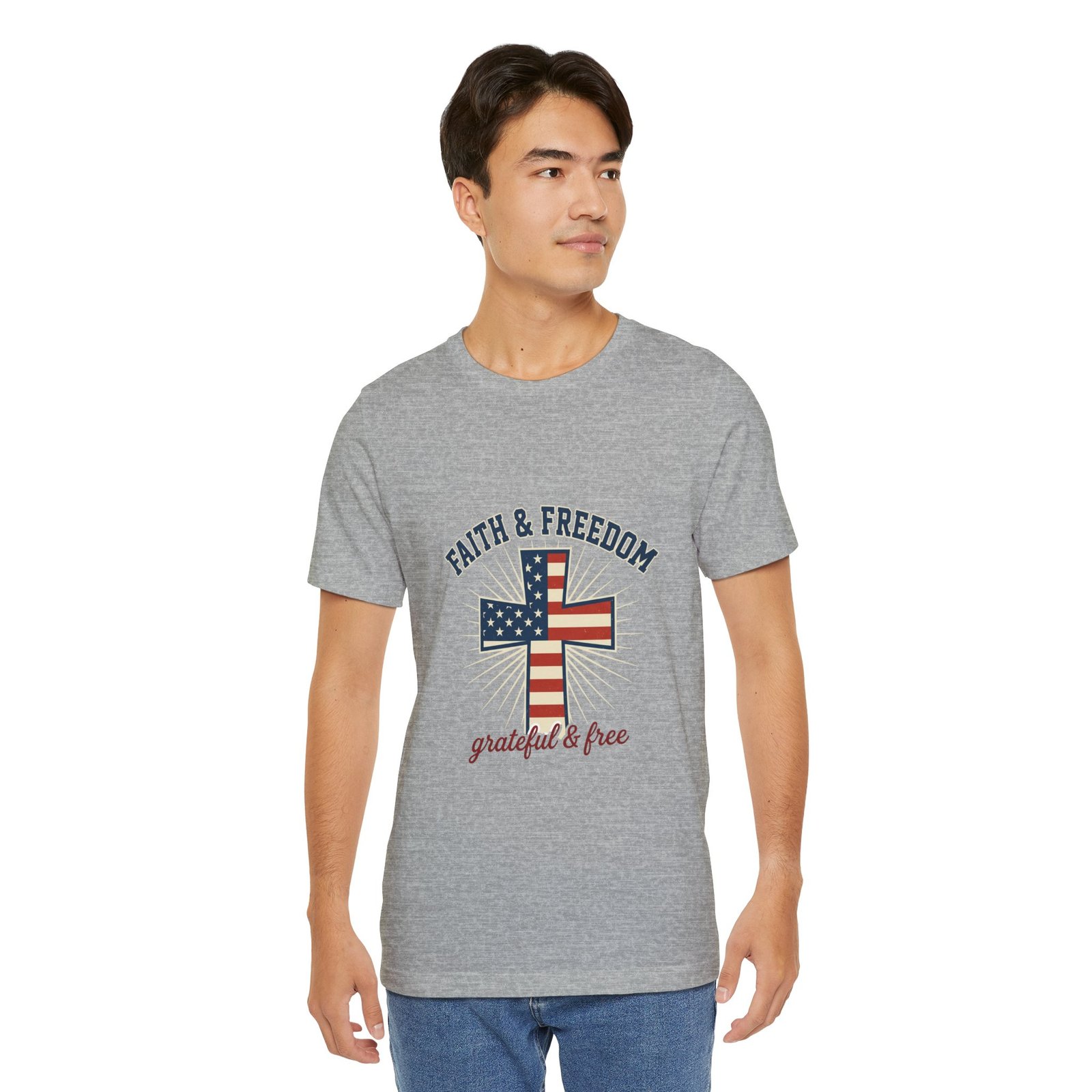 Faith & Freedom Cross Tee | Patriotic, Faith-Based July 4th Vintage Americana - Image 117