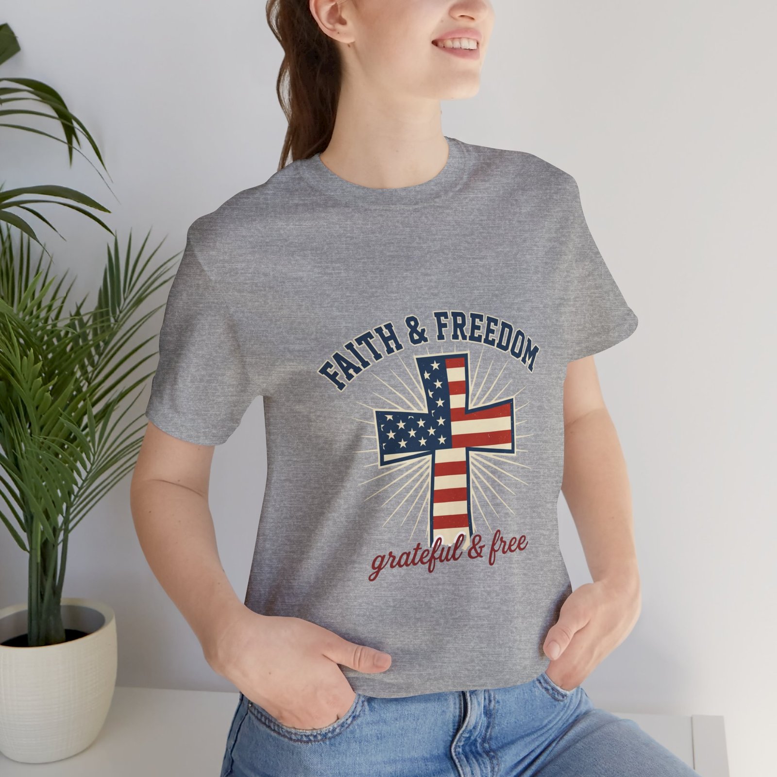 Faith & Freedom Cross Tee | Patriotic, Faith-Based July 4th Vintage Americana - Image 121