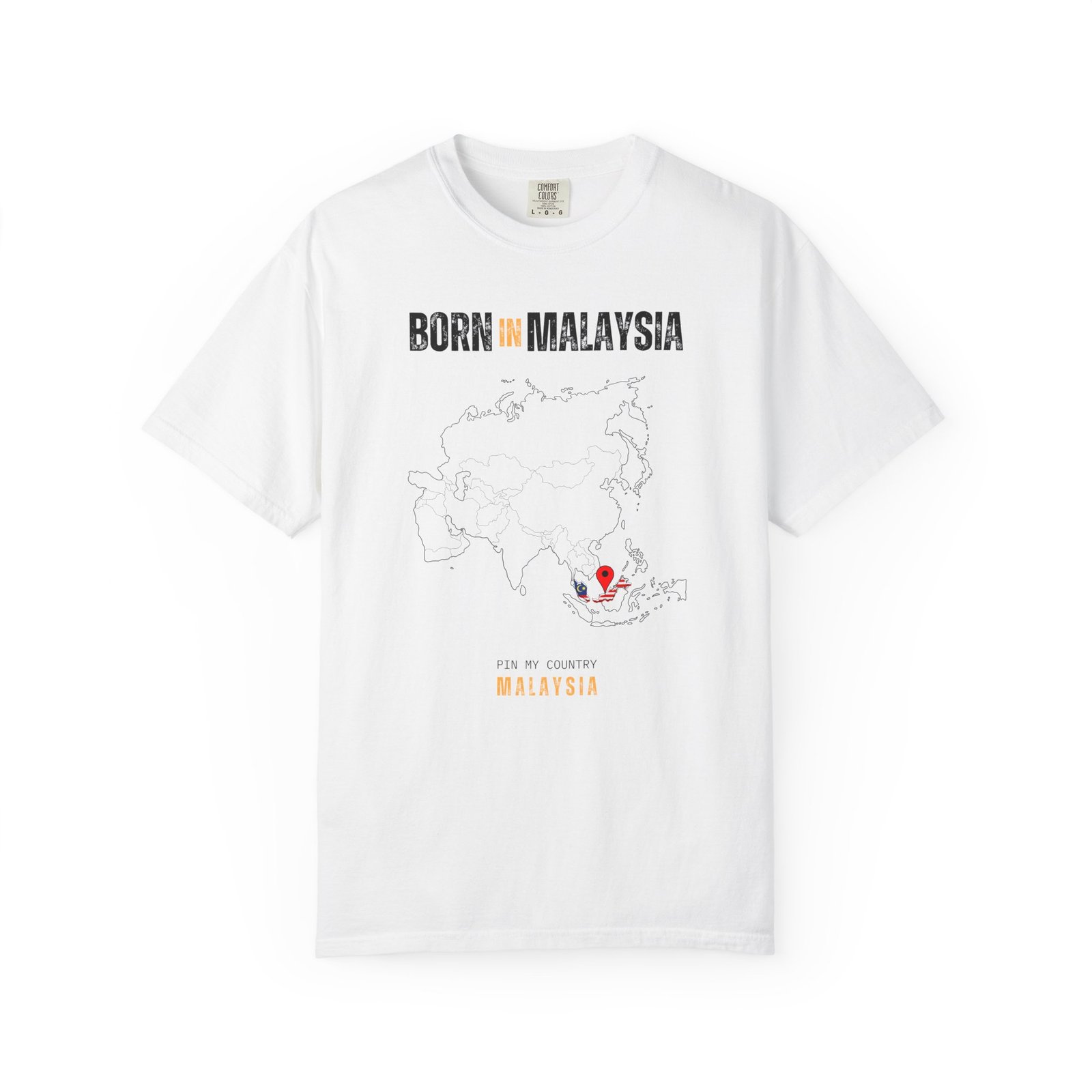 Born in Malaysia T-Shirt — Country Map Graphic Tee