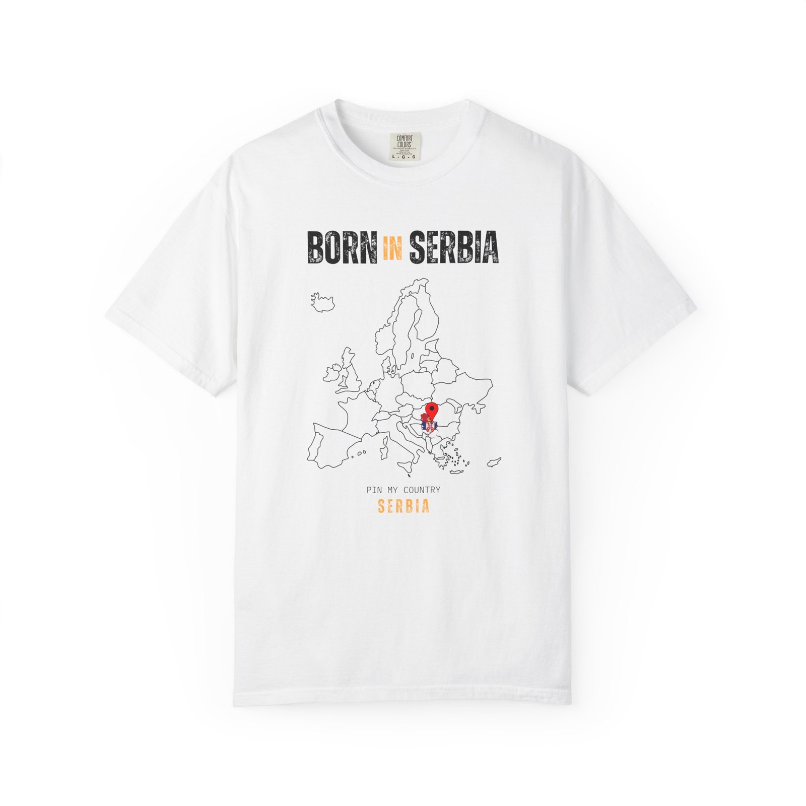 Born in Serbia T-Shirt — Country Map Graphic Tee