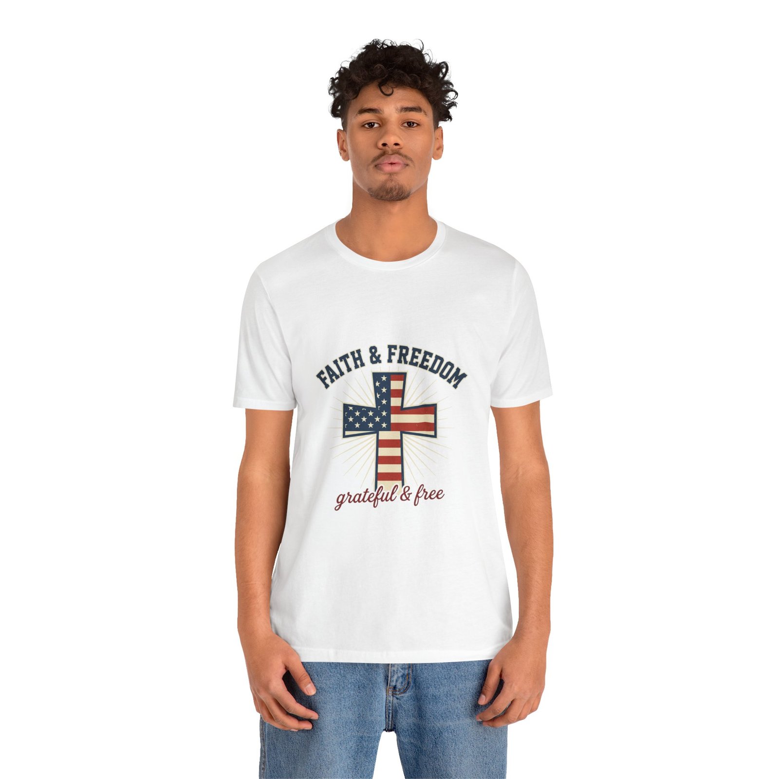 Faith & Freedom Cross Tee | Patriotic, Faith-Based July 4th Vintage Americana - Image 10
