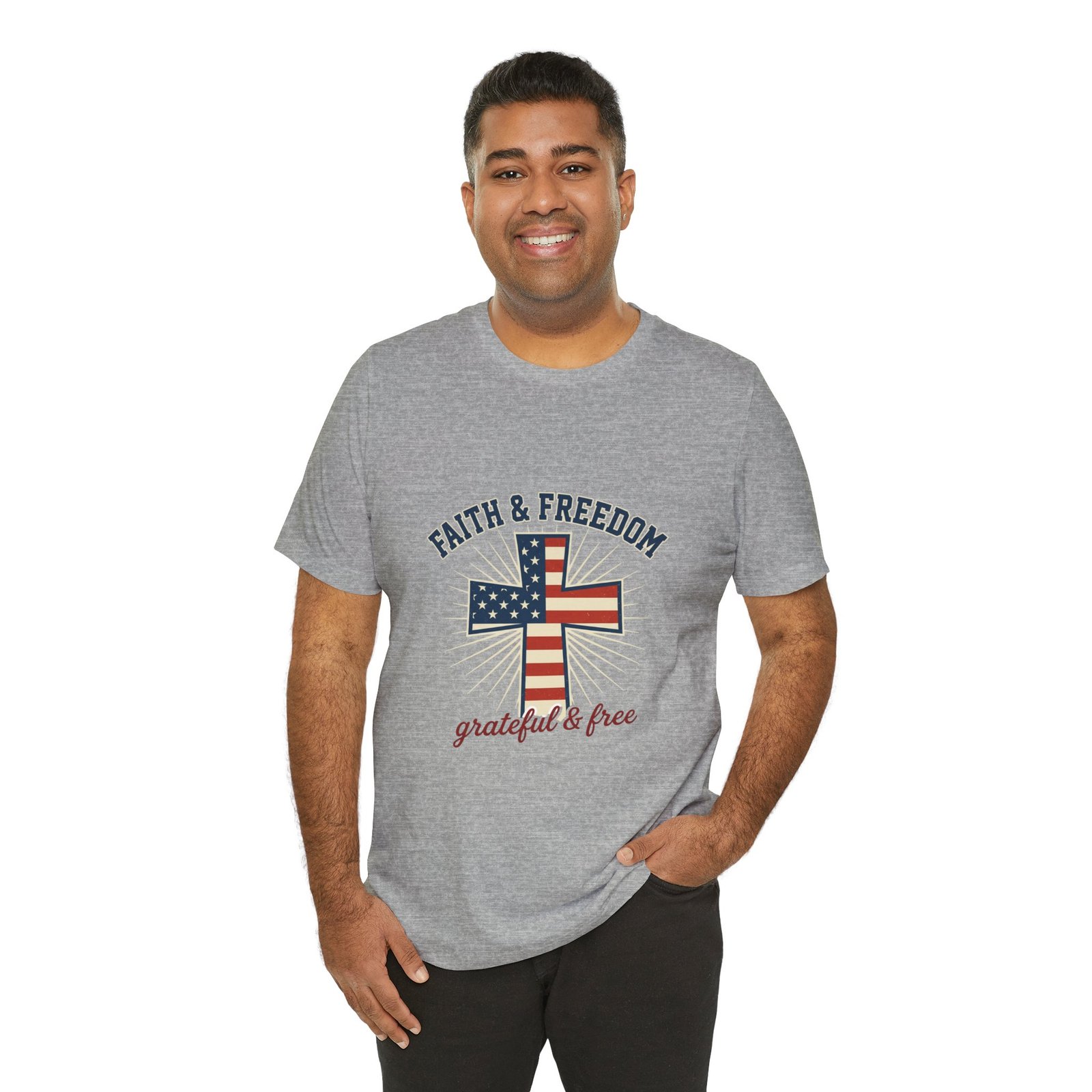 Faith & Freedom Cross Tee | Patriotic, Faith-Based July 4th Vintage Americana - Image 113