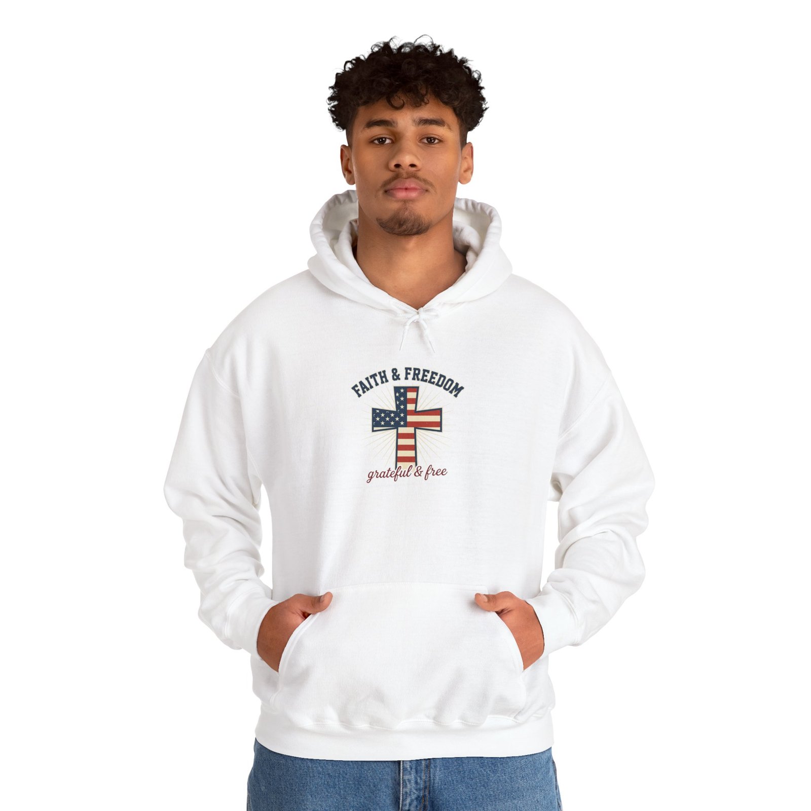Faith & Freedom Flag Cross Hoodie | patriotic, faith-based, vintage Americana - Image 9