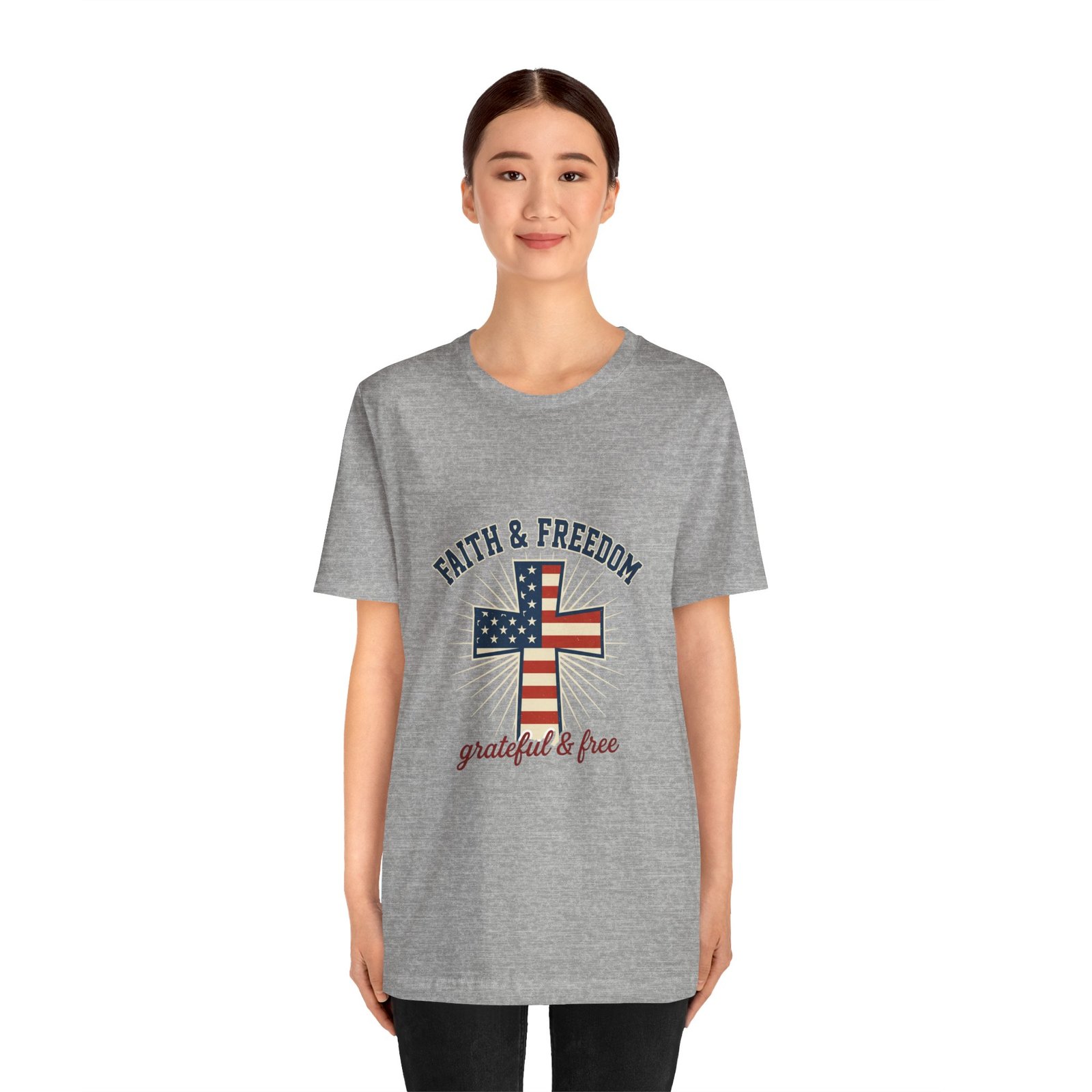 Faith & Freedom Cross Tee | Patriotic, Faith-Based July 4th Vintage Americana - Image 108