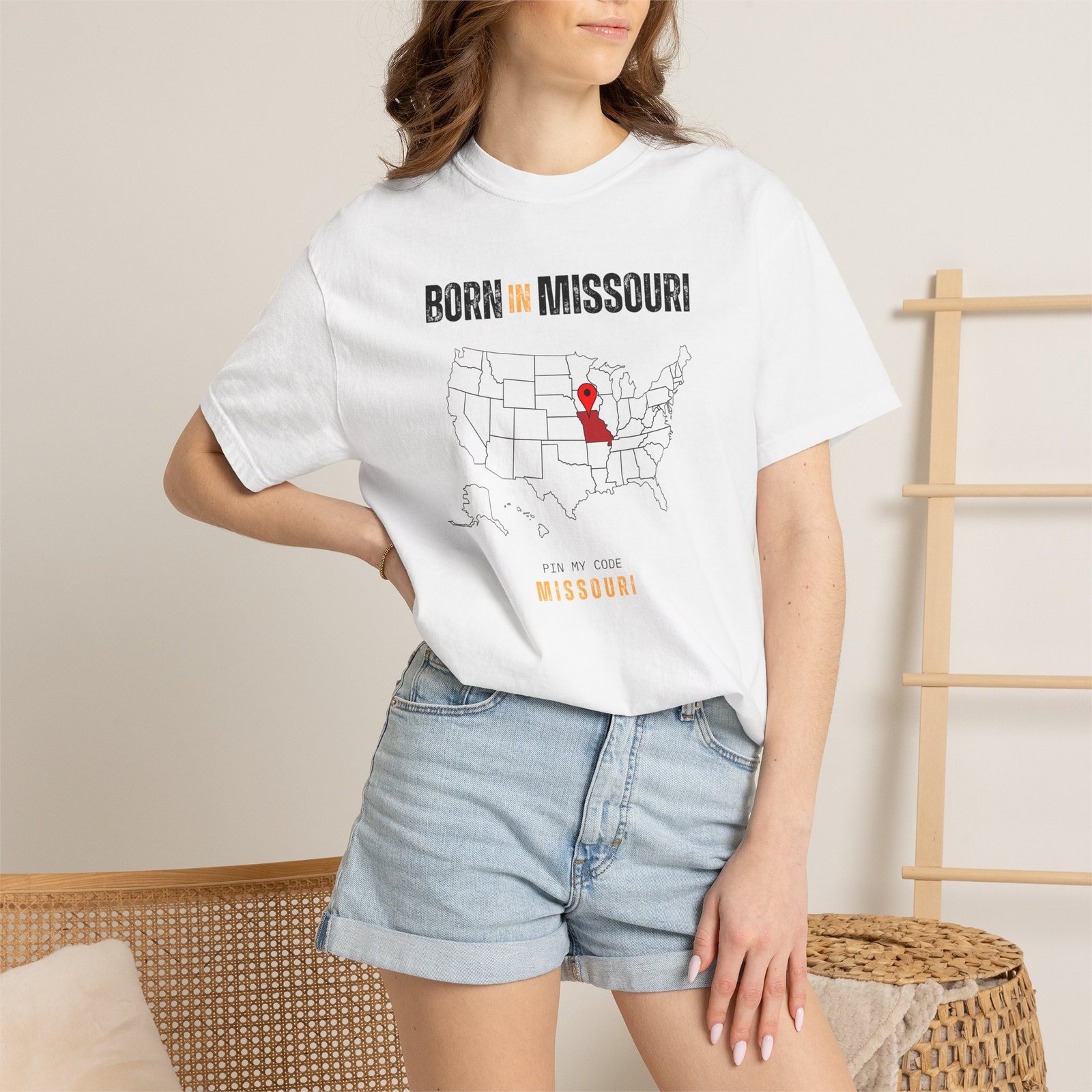 Born in Missouri T-Shirt — State Map Graphic Tee - Image 4
