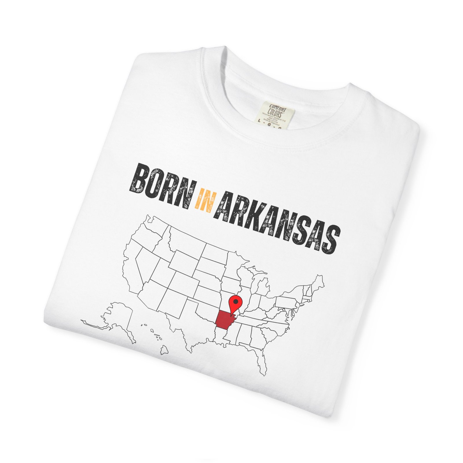 Born in Arkansas T-Shirt — State Map Graphic Tee - Image 3