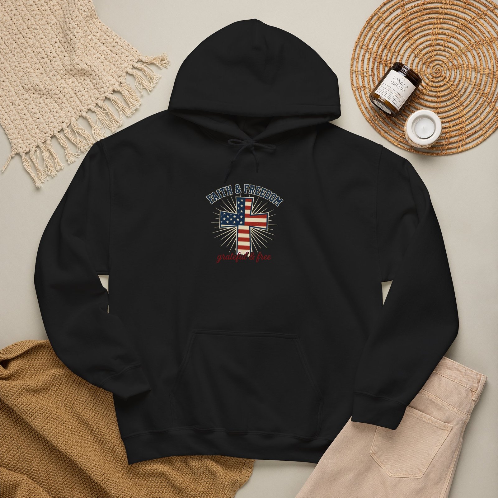 Faith & Freedom Flag Cross Hoodie | patriotic, faith-based, vintage Americana - Image 24