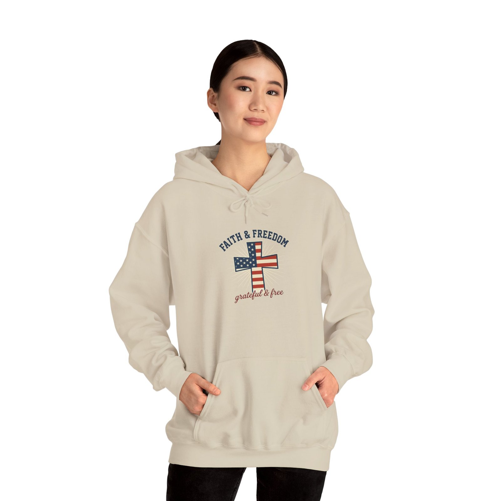 Faith & Freedom Flag Cross Hoodie | patriotic, faith-based, vintage Americana - Image 44