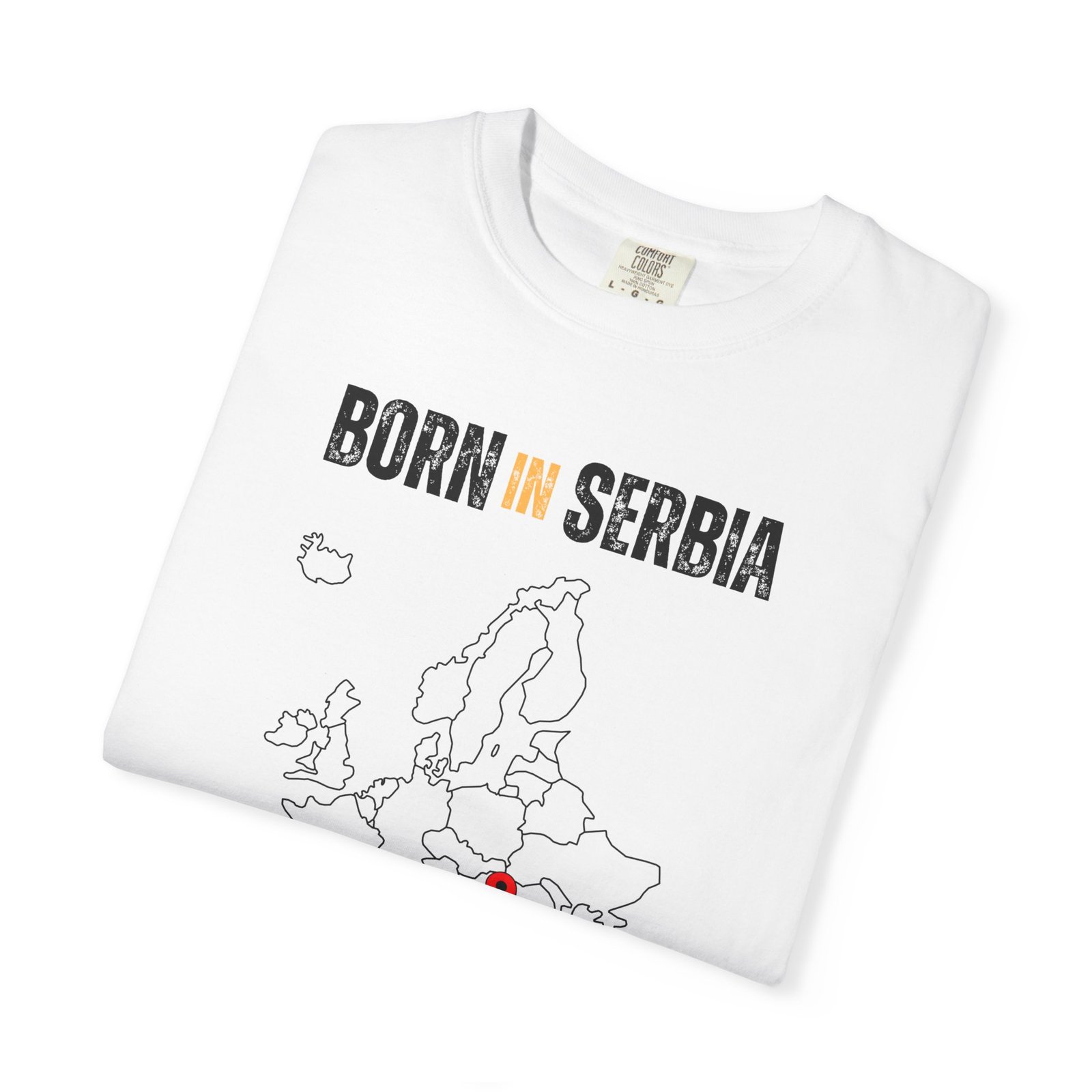 Born in Serbia T-Shirt — Country Map Graphic Tee - Image 3