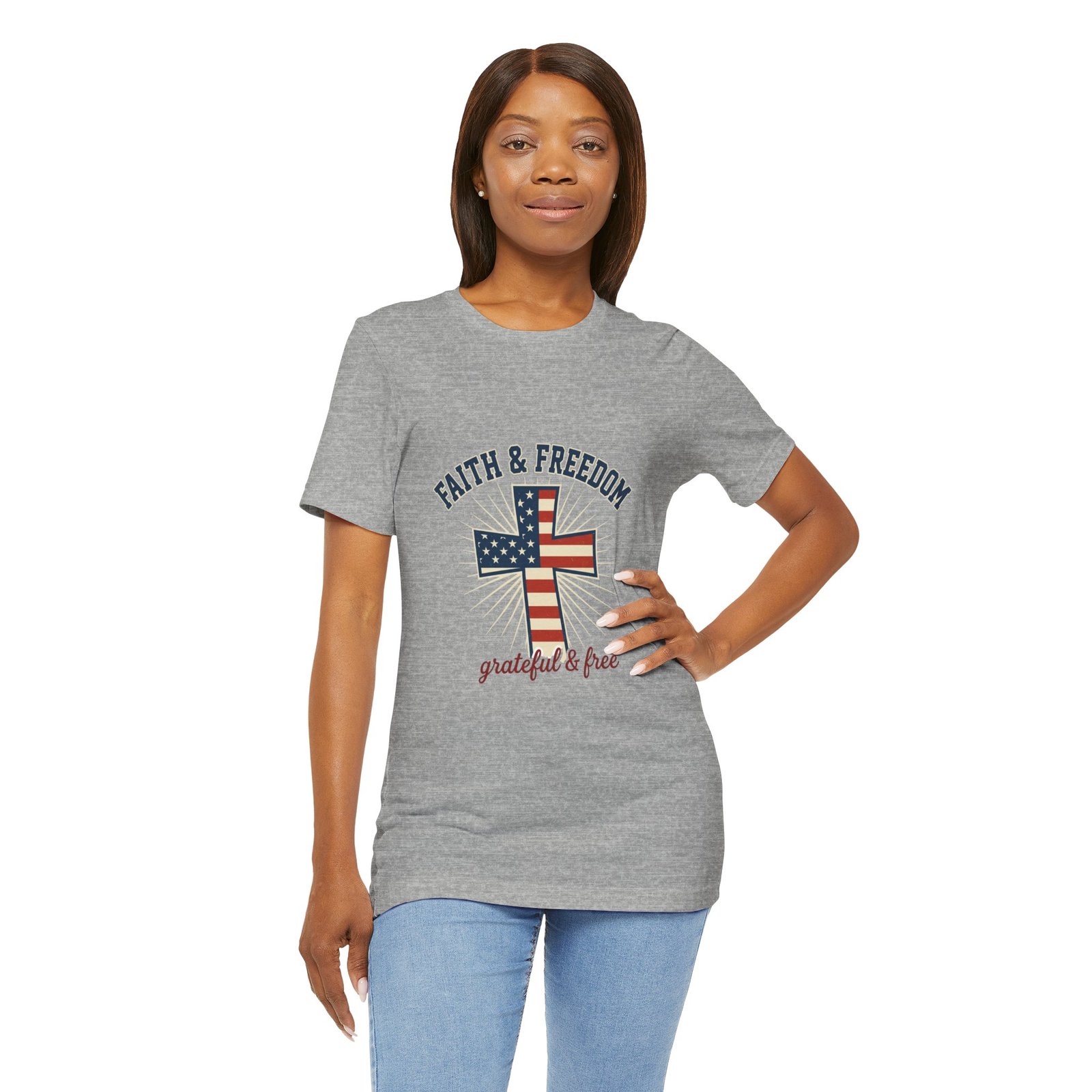 Faith & Freedom Cross Tee | Patriotic, Faith-Based July 4th Vintage Americana - Image 119