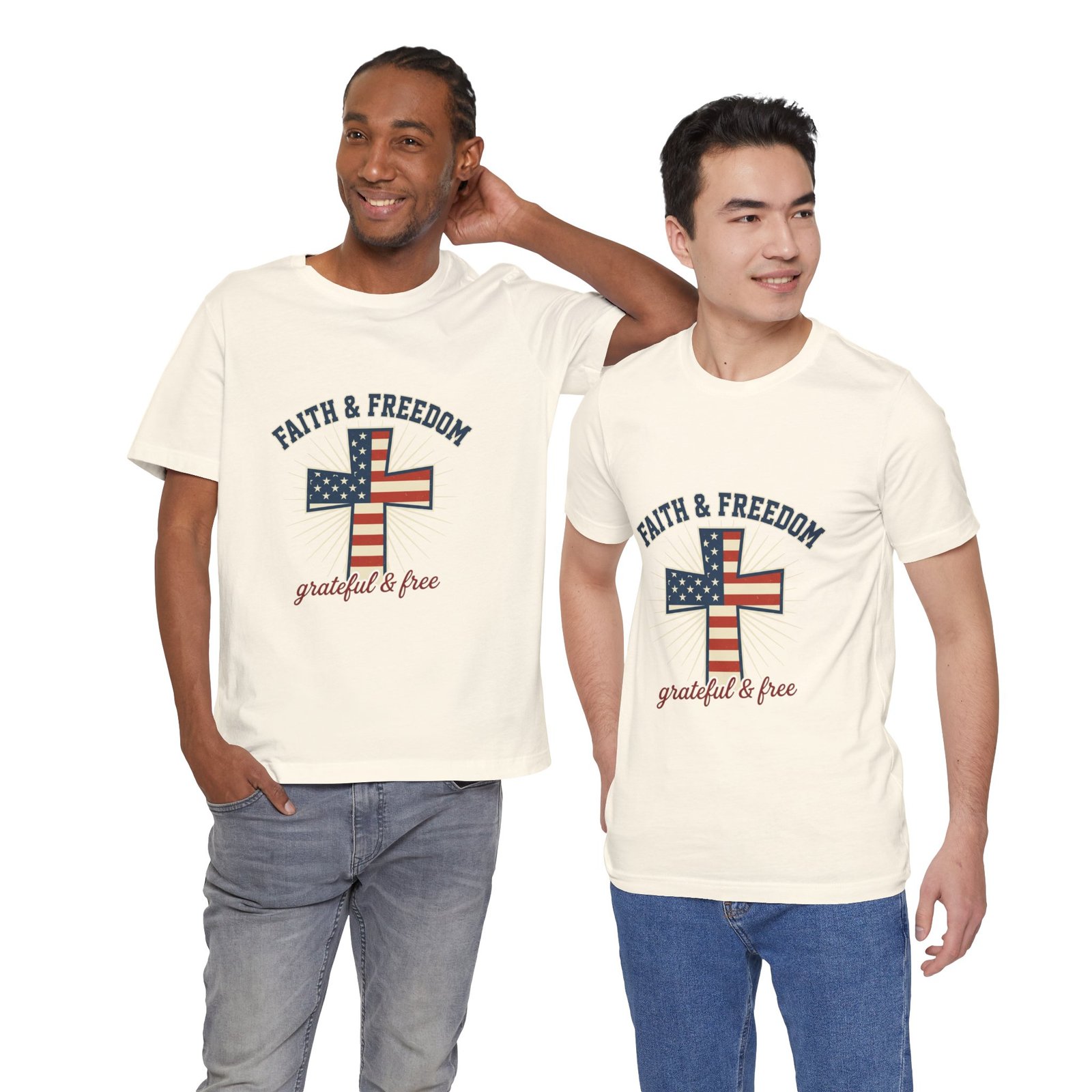 Faith & Freedom Cross Tee | Patriotic, Faith-Based July 4th Vintage Americana - Image 92