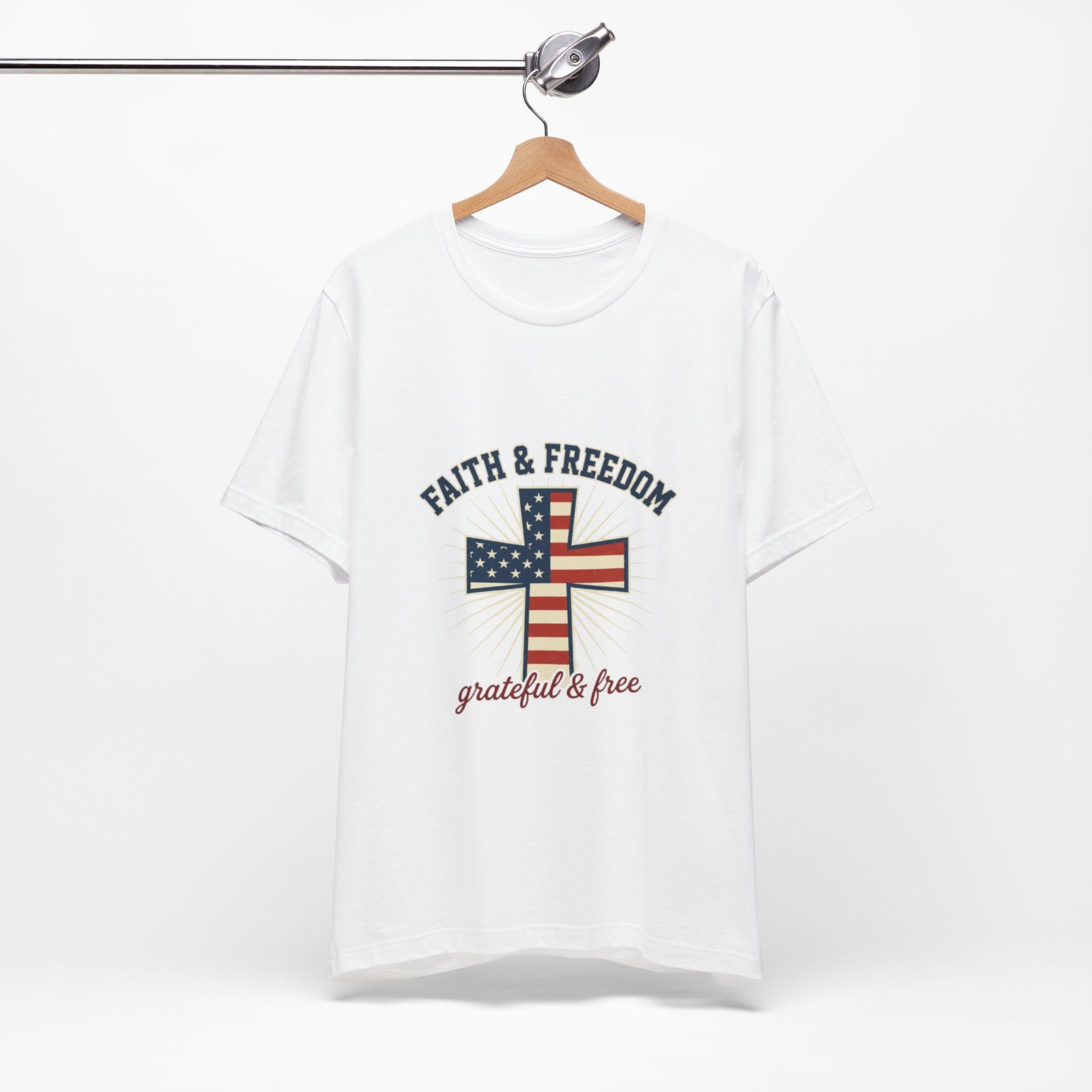 Faith & Freedom Cross Tee | Patriotic, Faith-Based July 4th Vintage Americana - Image 5