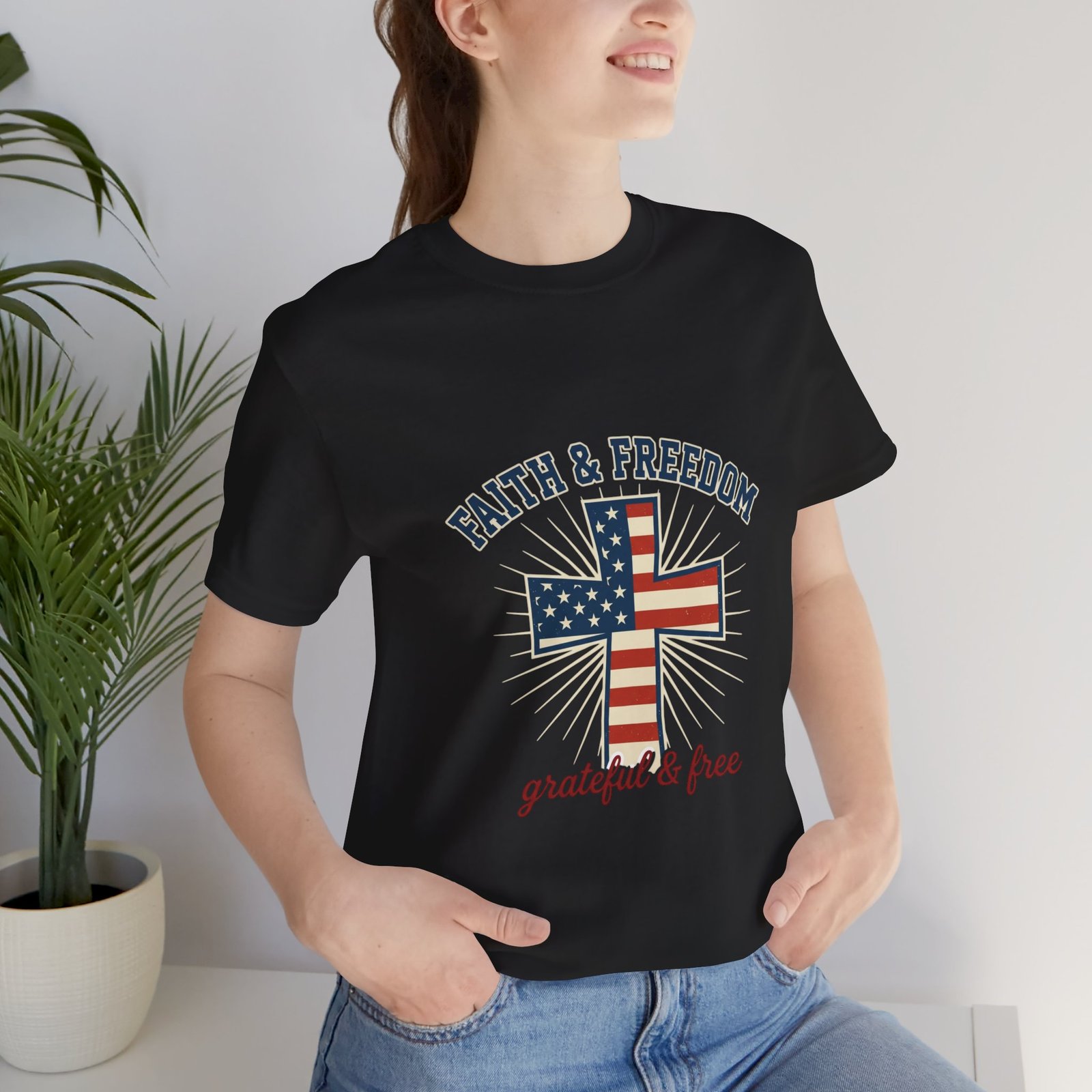 Faith & Freedom Cross Tee | Patriotic, Faith-Based July 4th Vintage Americana - Image 55