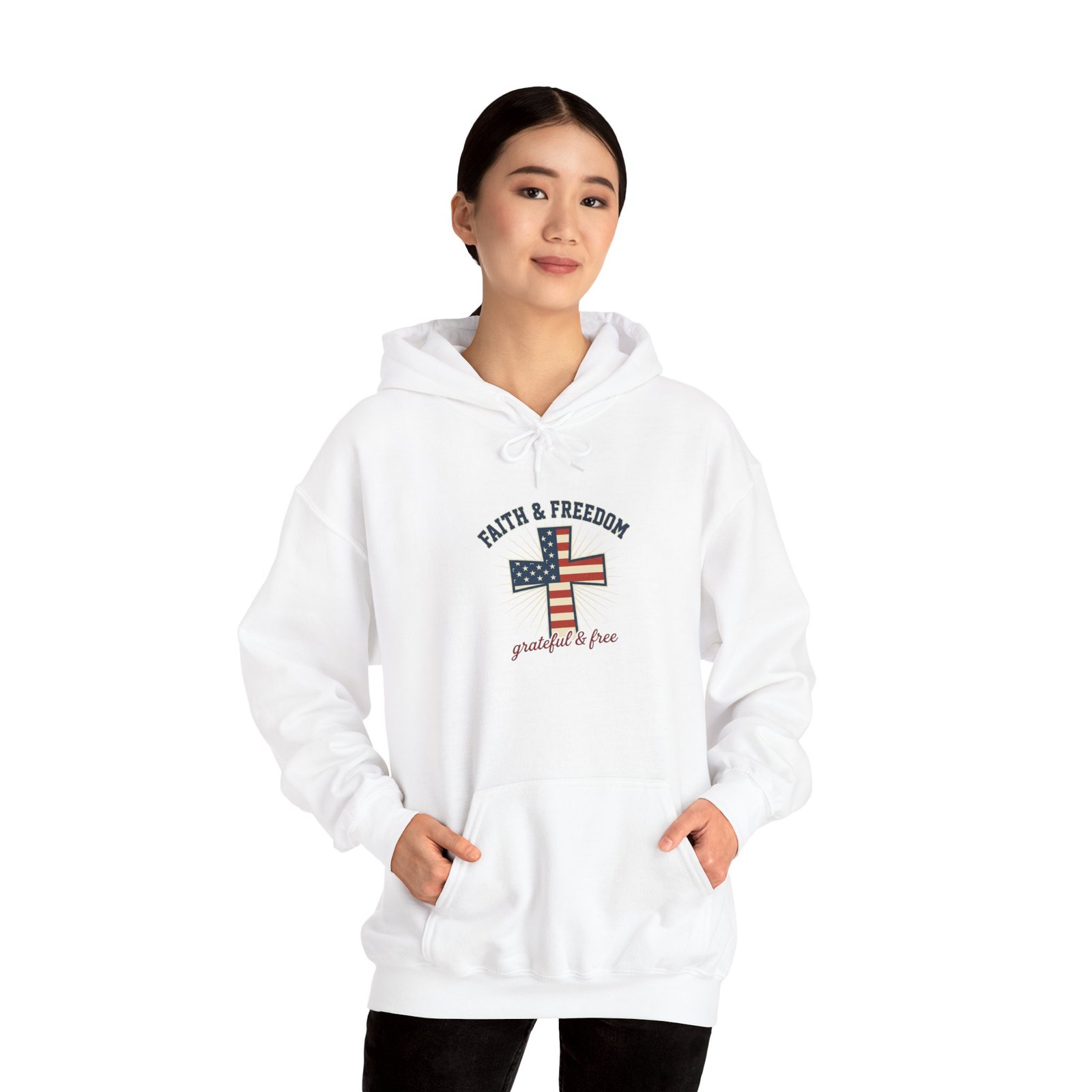 Faith & Freedom Flag Cross Hoodie | patriotic, faith-based, vintage Americana - Image 8