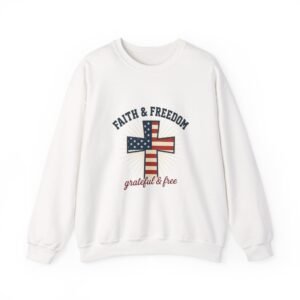 Faith & Freedom Cross Sweatshirt | Patriotic, Faith-based July 4th Vintage Americana