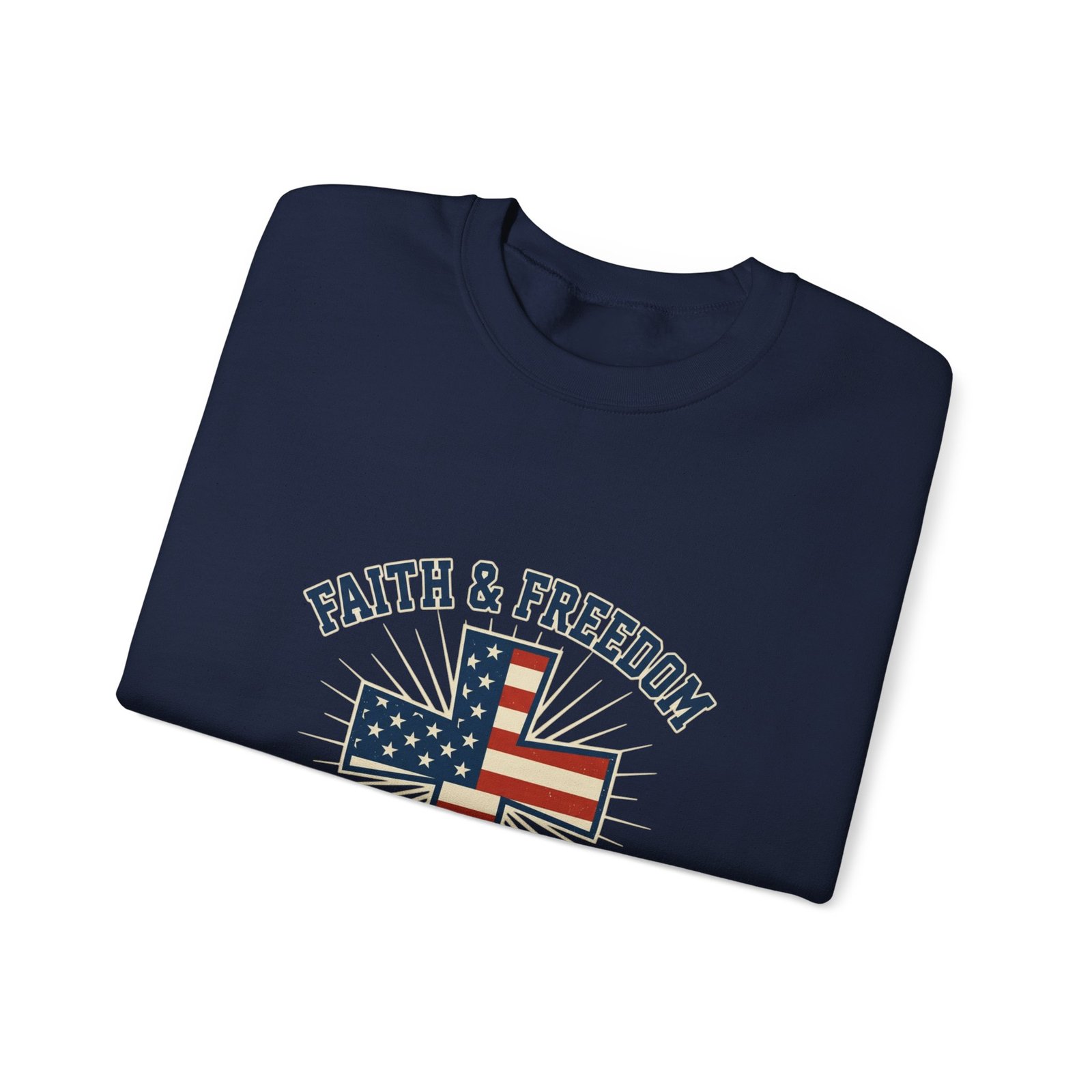 Faith & Freedom Cross Sweatshirt | Patriotic, Faith-based July 4th Vintage Americana - Image 63