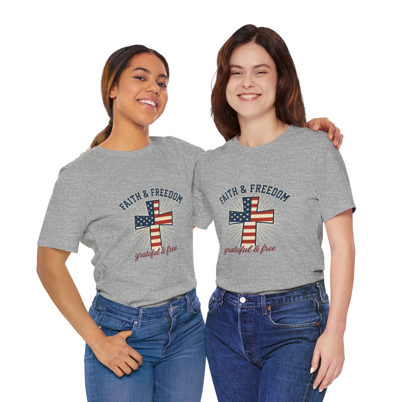 Faith & Freedom Cross Tee | Patriotic, Faith-Based July 4th Vintage Americana - Image 124