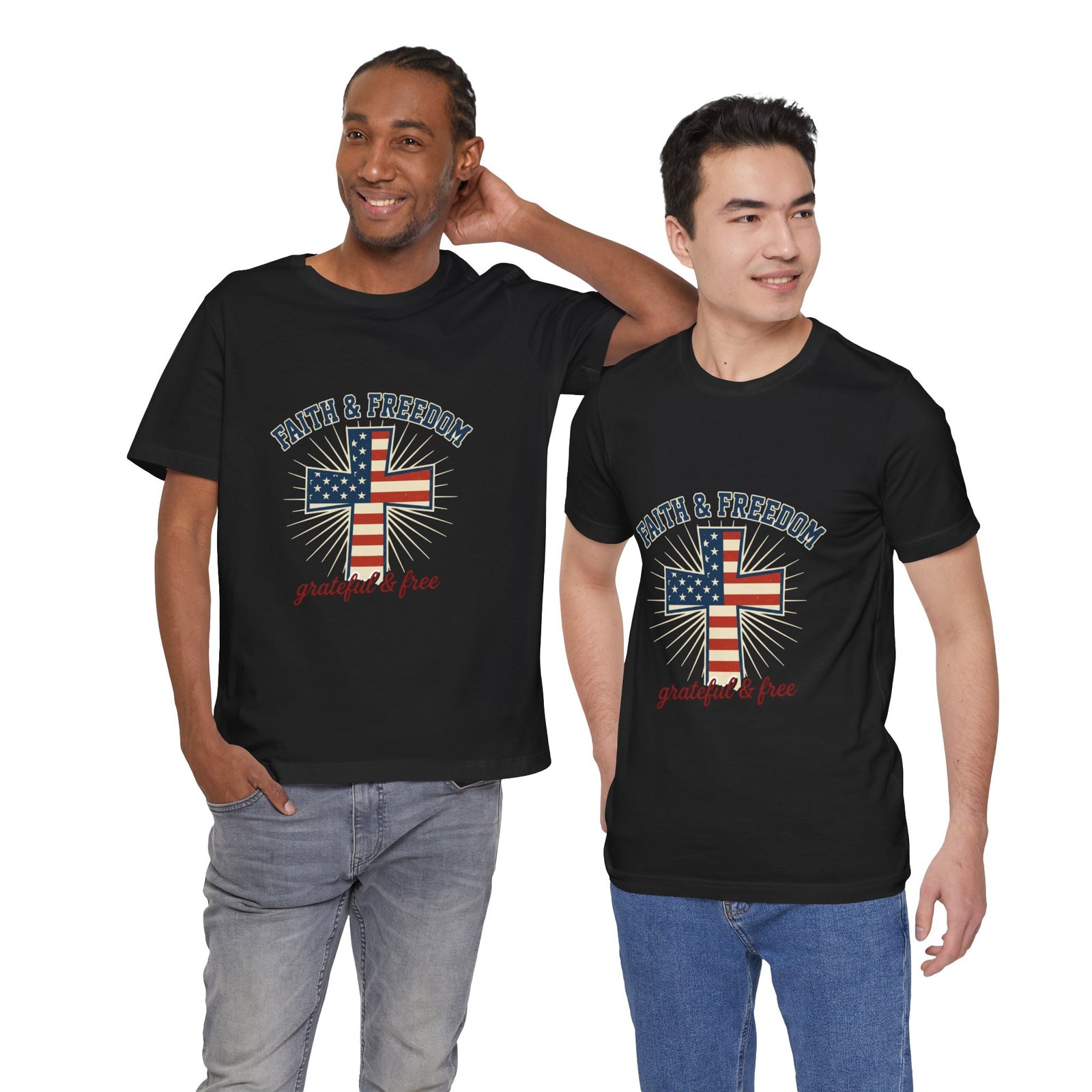 Faith & Freedom Cross Tee | Patriotic, Faith-Based July 4th Vintage Americana - Image 59