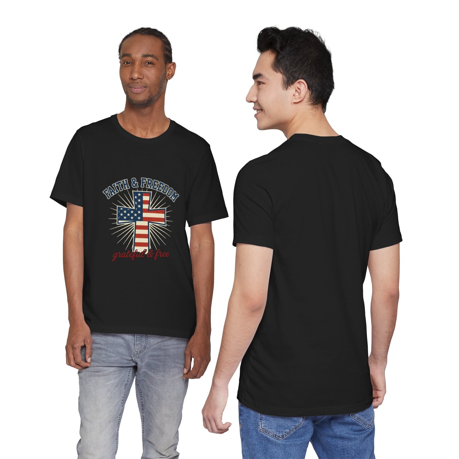 Faith & Freedom Cross Tee | Patriotic, Faith-Based July 4th Vintage Americana - Image 56
