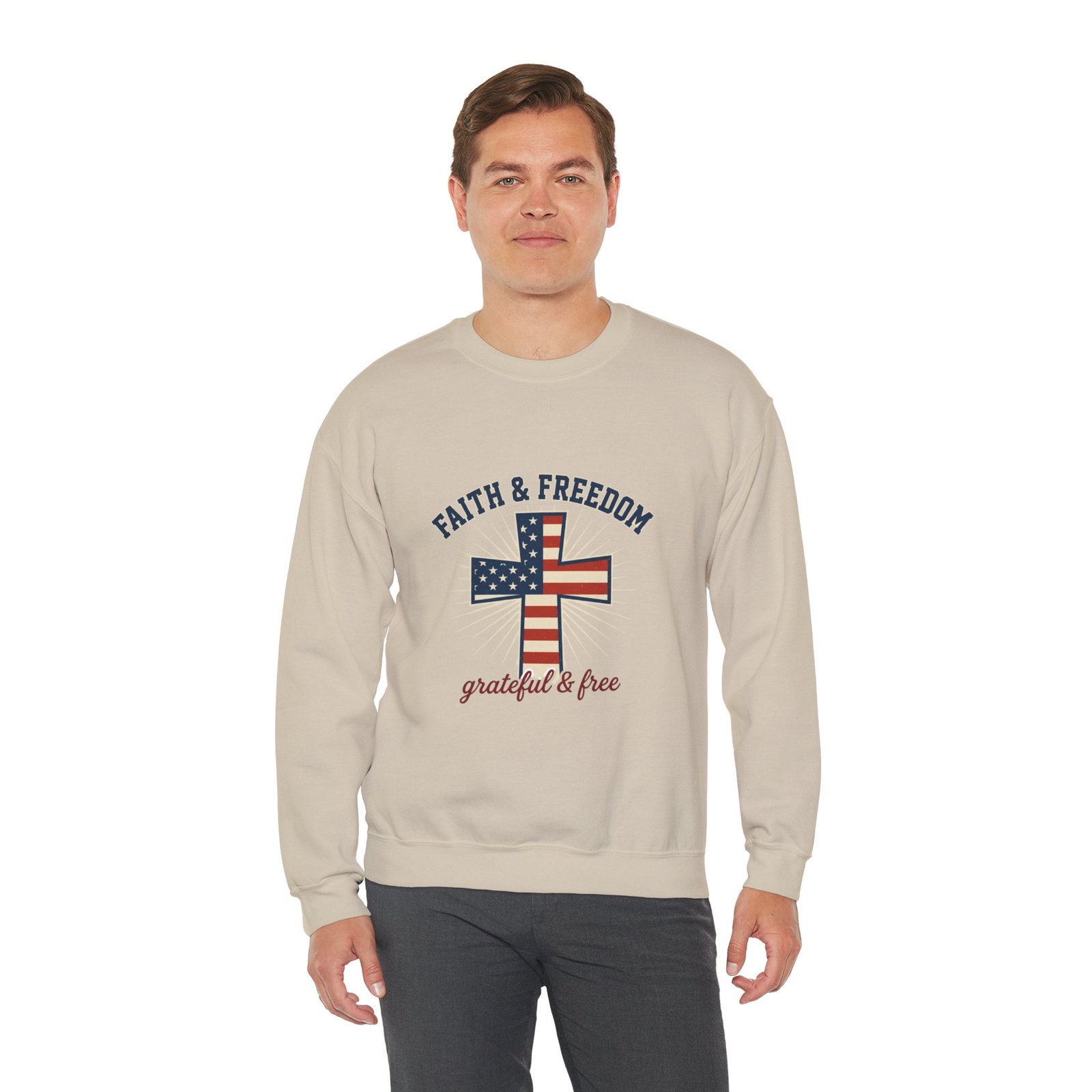 Faith & Freedom Cross Sweatshirt | Patriotic, Faith-based July 4th Vintage Americana - Image 39