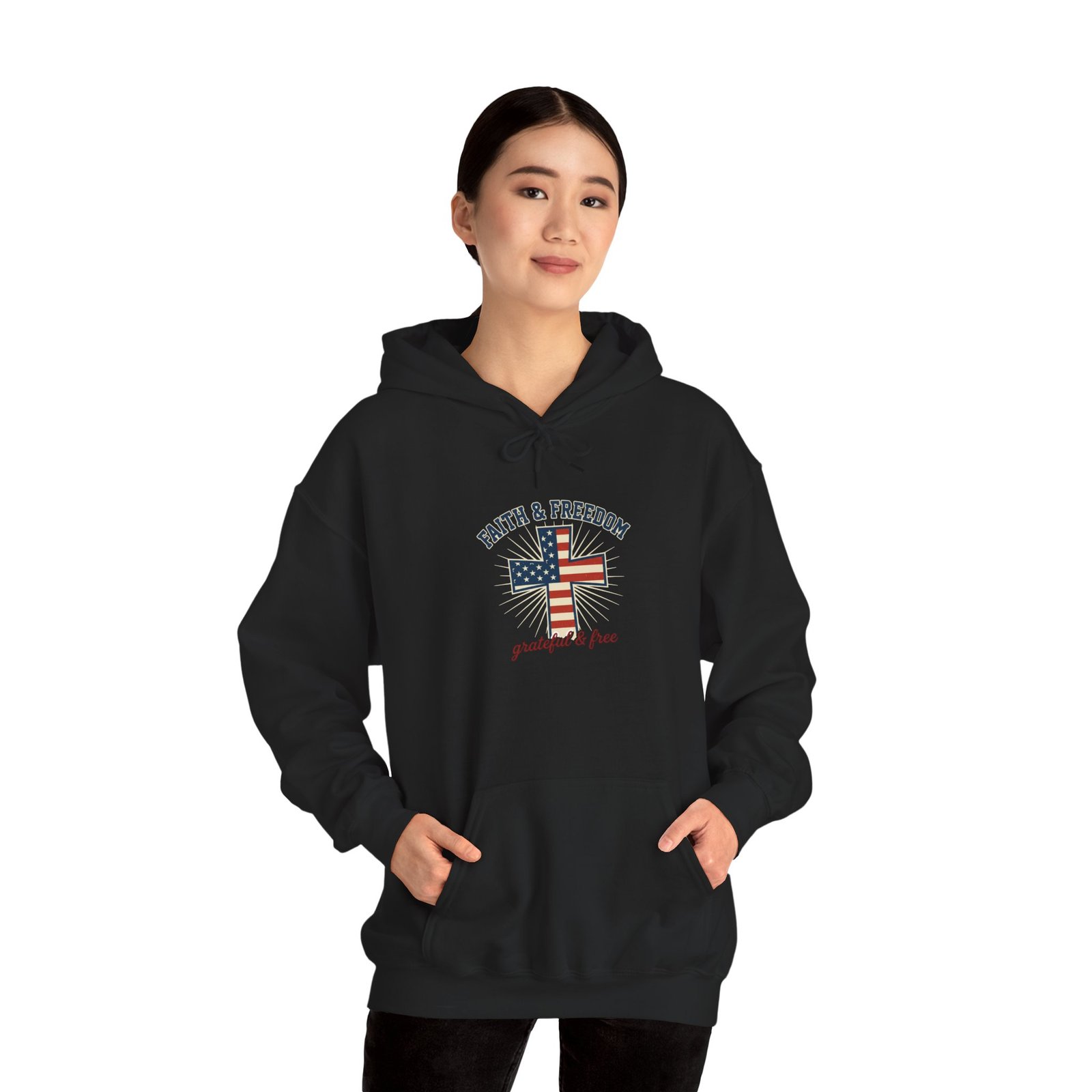 Faith & Freedom Flag Cross Hoodie | patriotic, faith-based, vintage Americana - Image 26