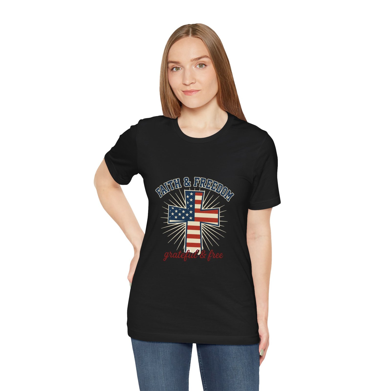 Faith & Freedom Cross Tee | Patriotic, Faith-Based July 4th Vintage Americana - Image 44