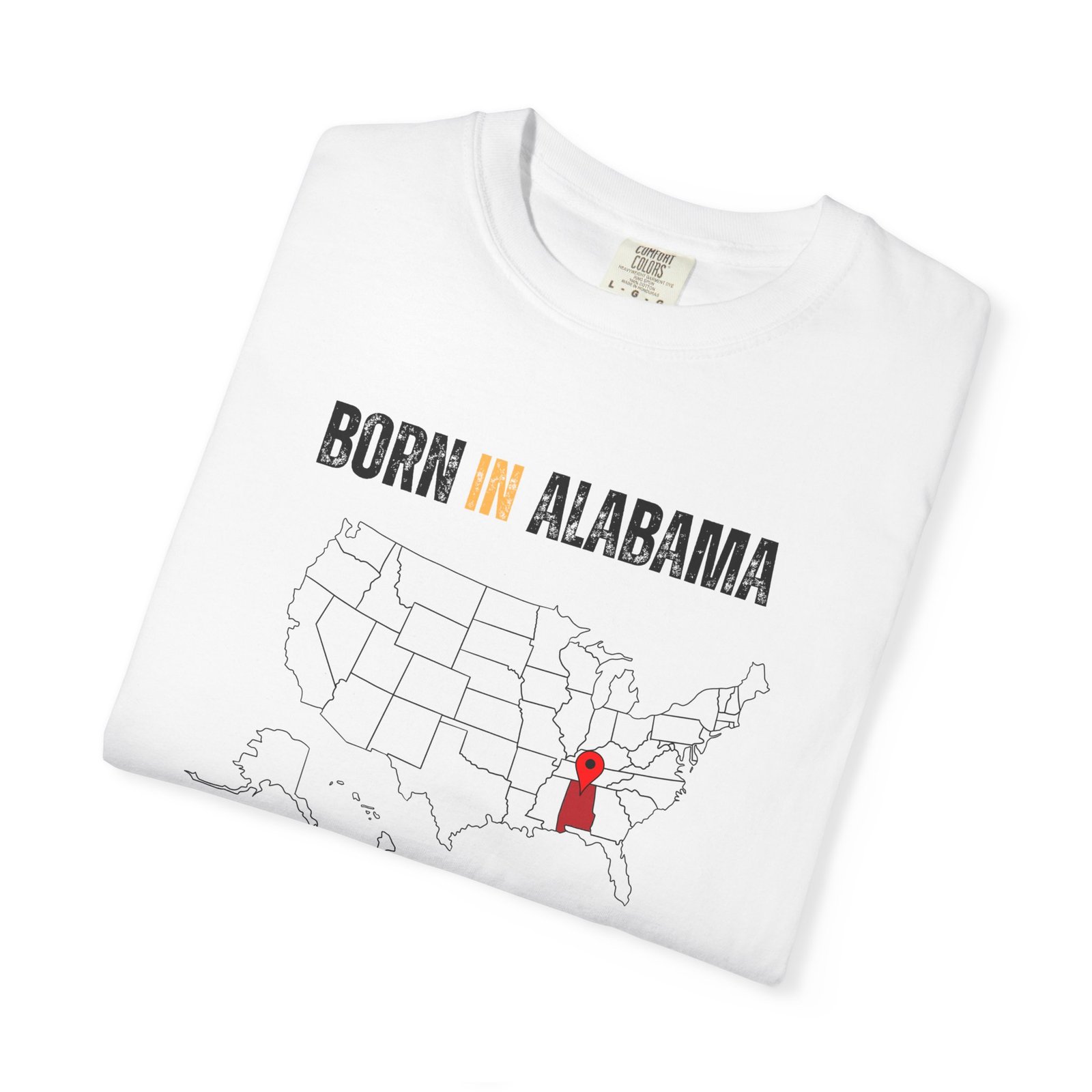 Born in Alabama T-Shirt — State Map Graphic Tee - Image 4