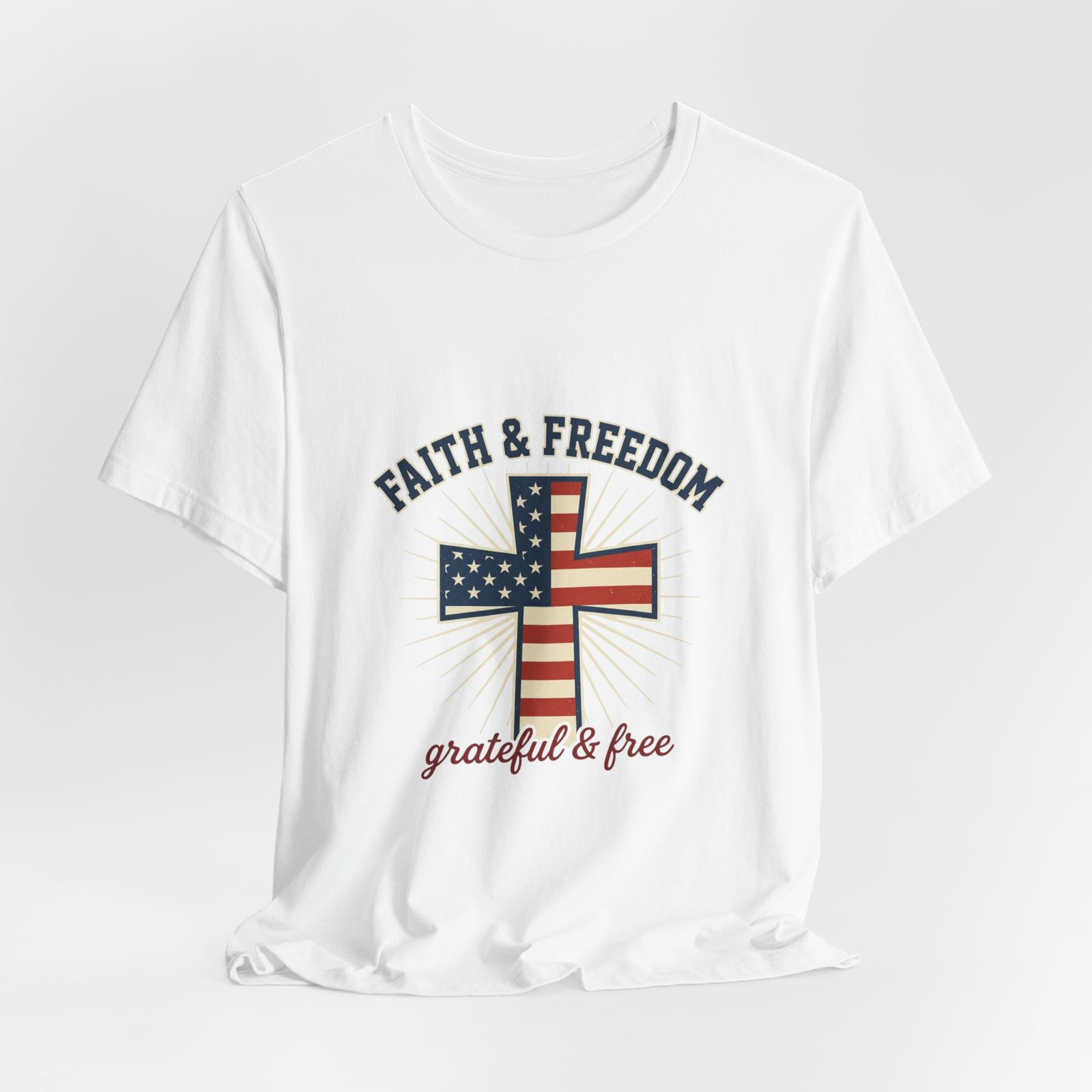 Faith & Freedom Cross Tee | Patriotic, Faith-Based July 4th Vintage Americana - Image 4