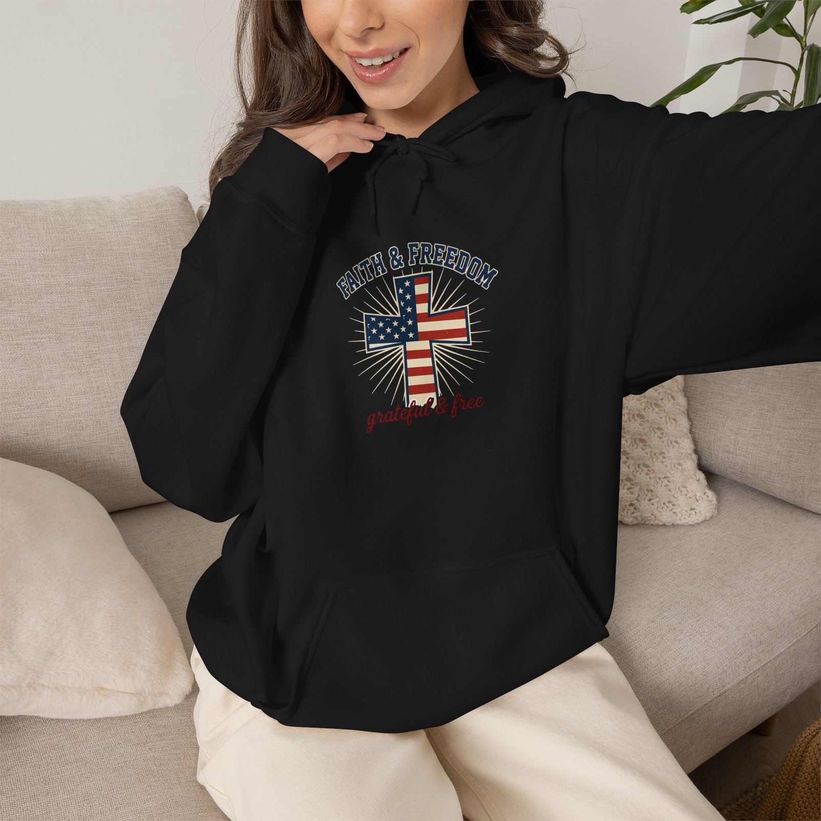 Faith & Freedom Flag Cross Hoodie | patriotic, faith-based, vintage Americana - Image 25