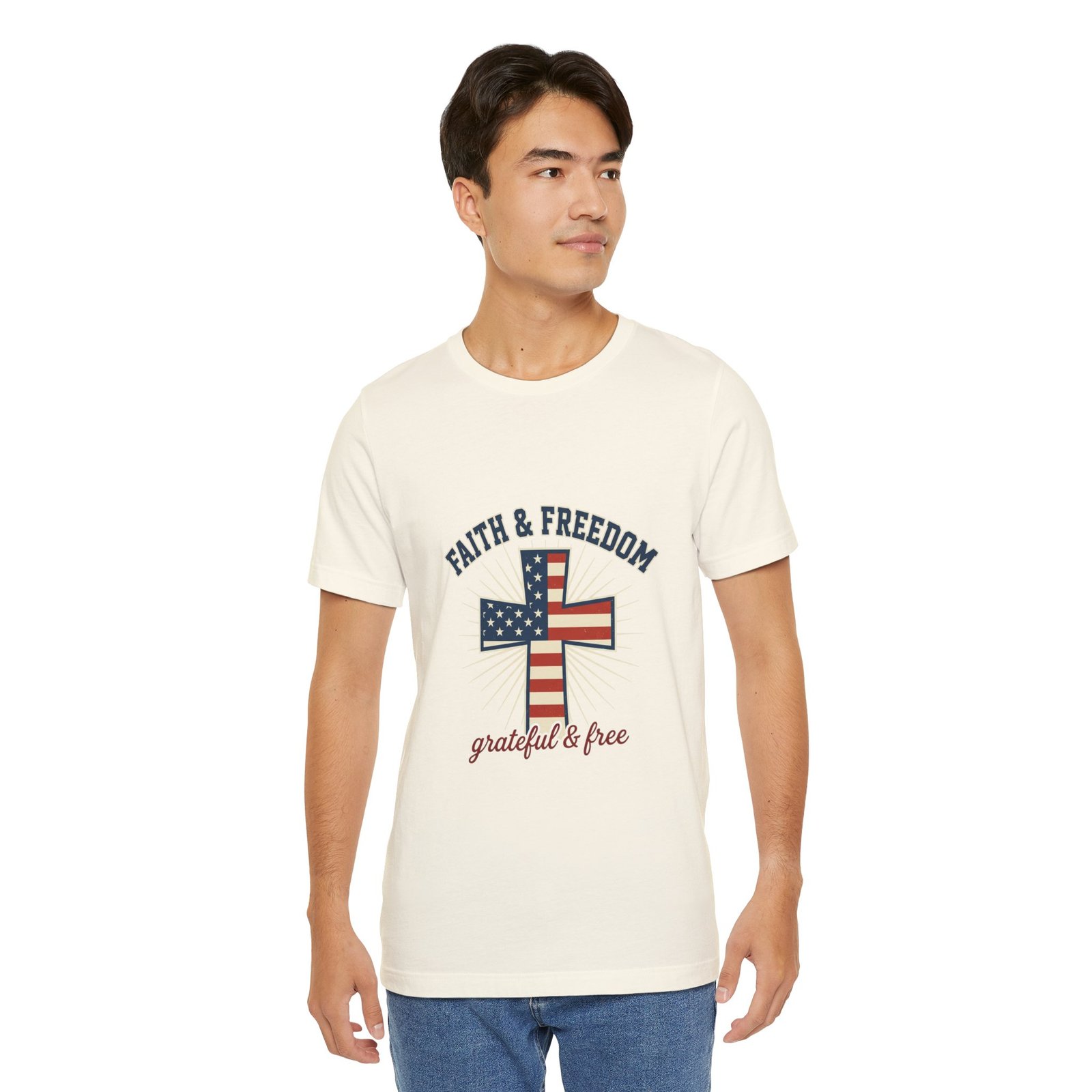 Faith & Freedom Cross Tee | Patriotic, Faith-Based July 4th Vintage Americana - Image 84