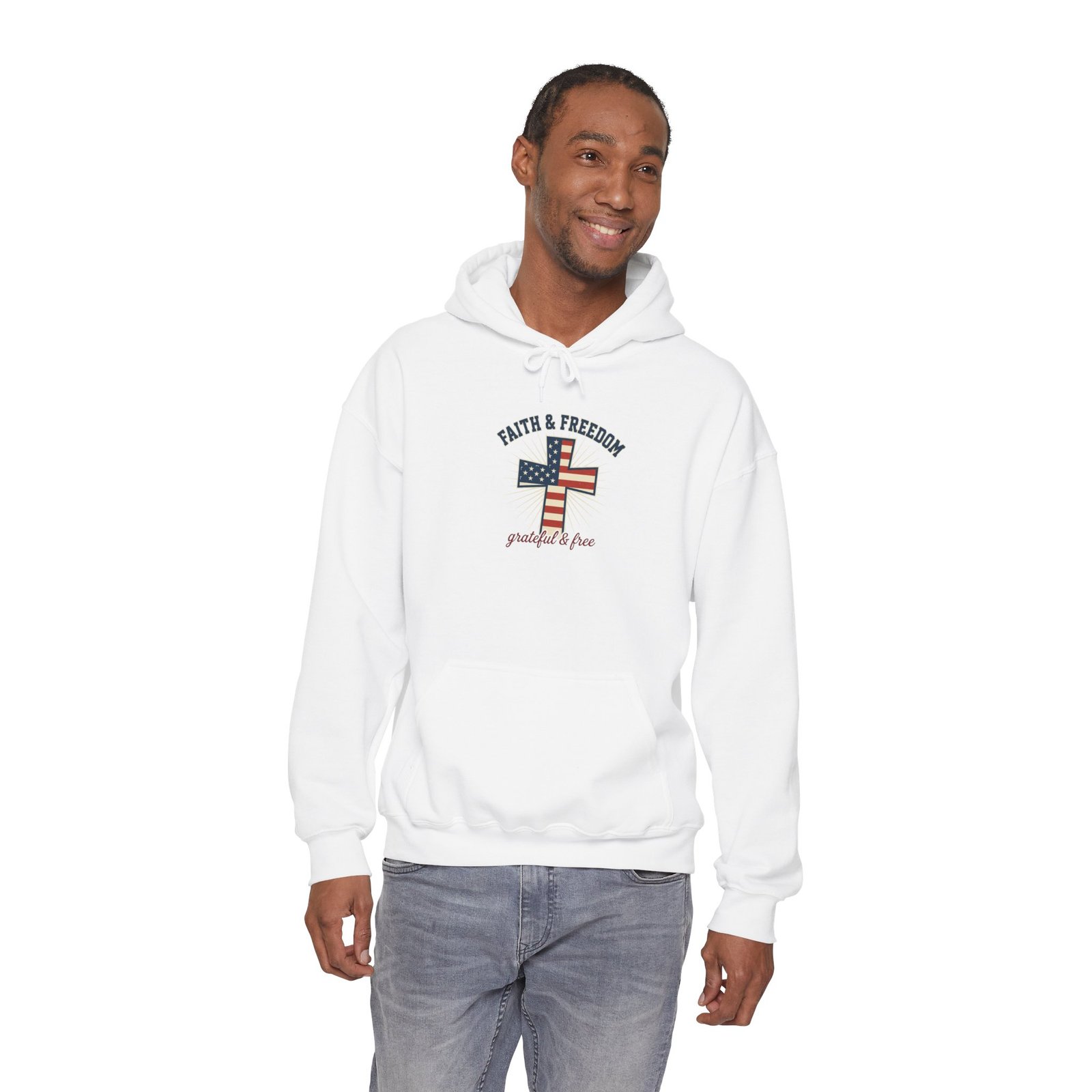 Faith & Freedom Flag Cross Hoodie | patriotic, faith-based, vintage Americana - Image 15