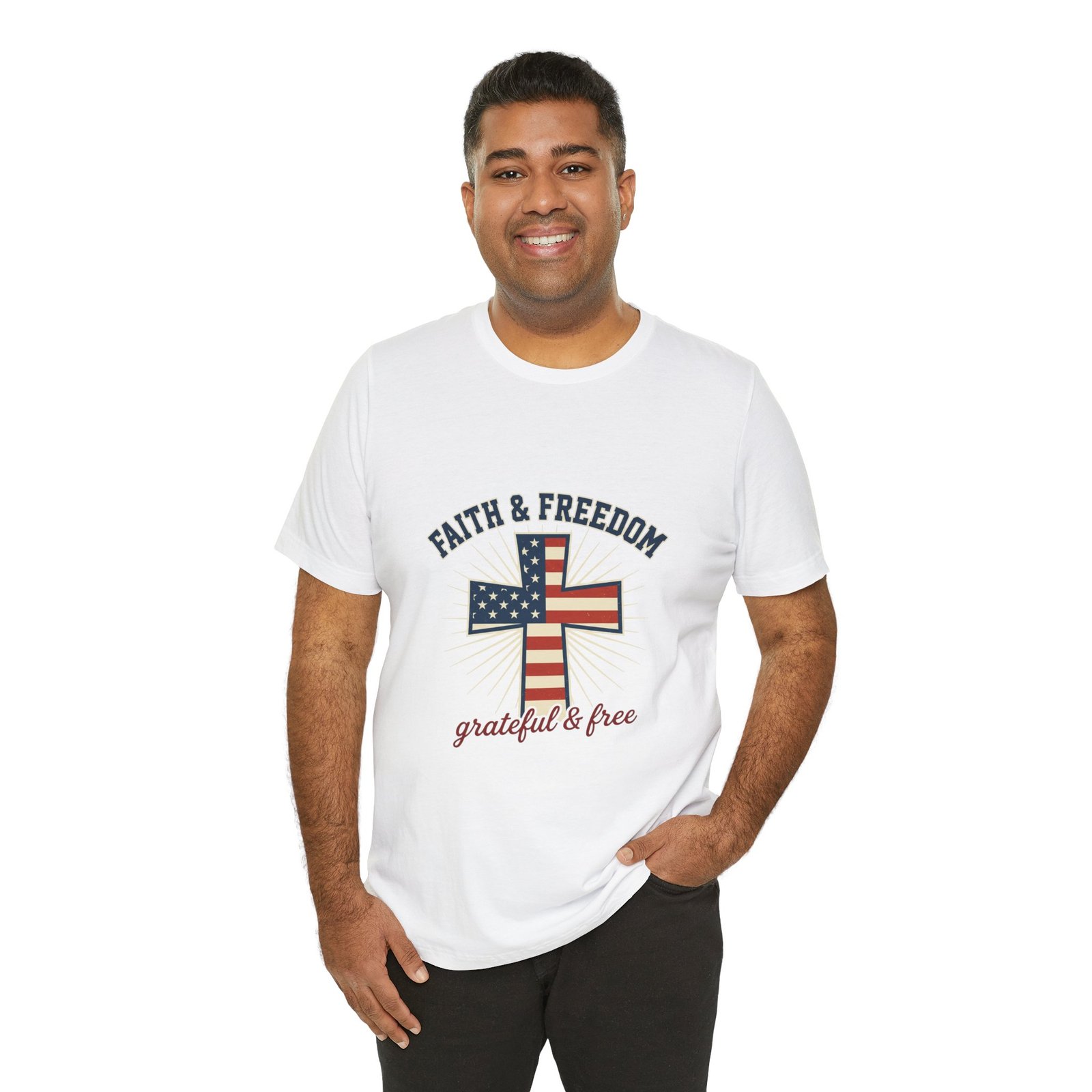 Faith & Freedom Cross Tee | Patriotic, Faith-Based July 4th Vintage Americana - Image 14