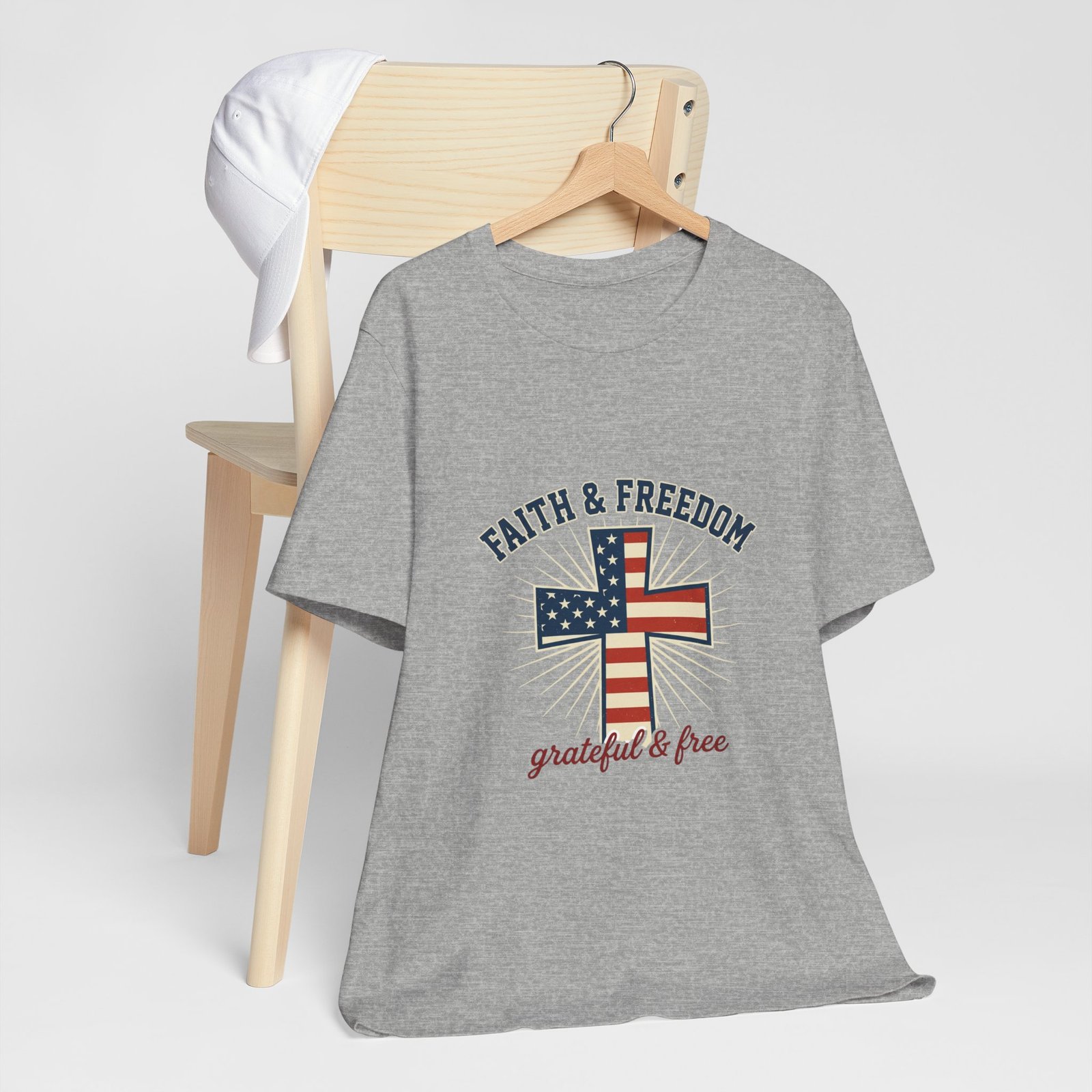 Faith & Freedom Cross Tee | Patriotic, Faith-Based July 4th Vintage Americana - Image 105