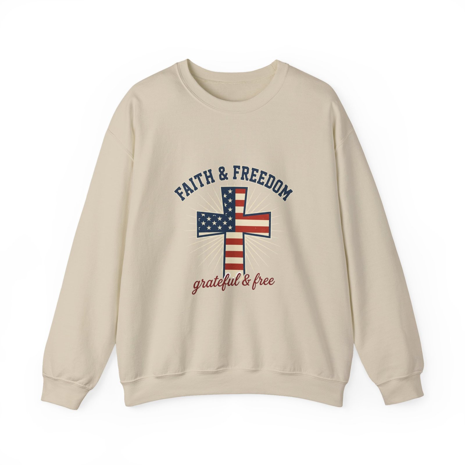 Faith & Freedom Cross Sweatshirt | Patriotic, Faith-based July 4th Vintage Americana - Image 31