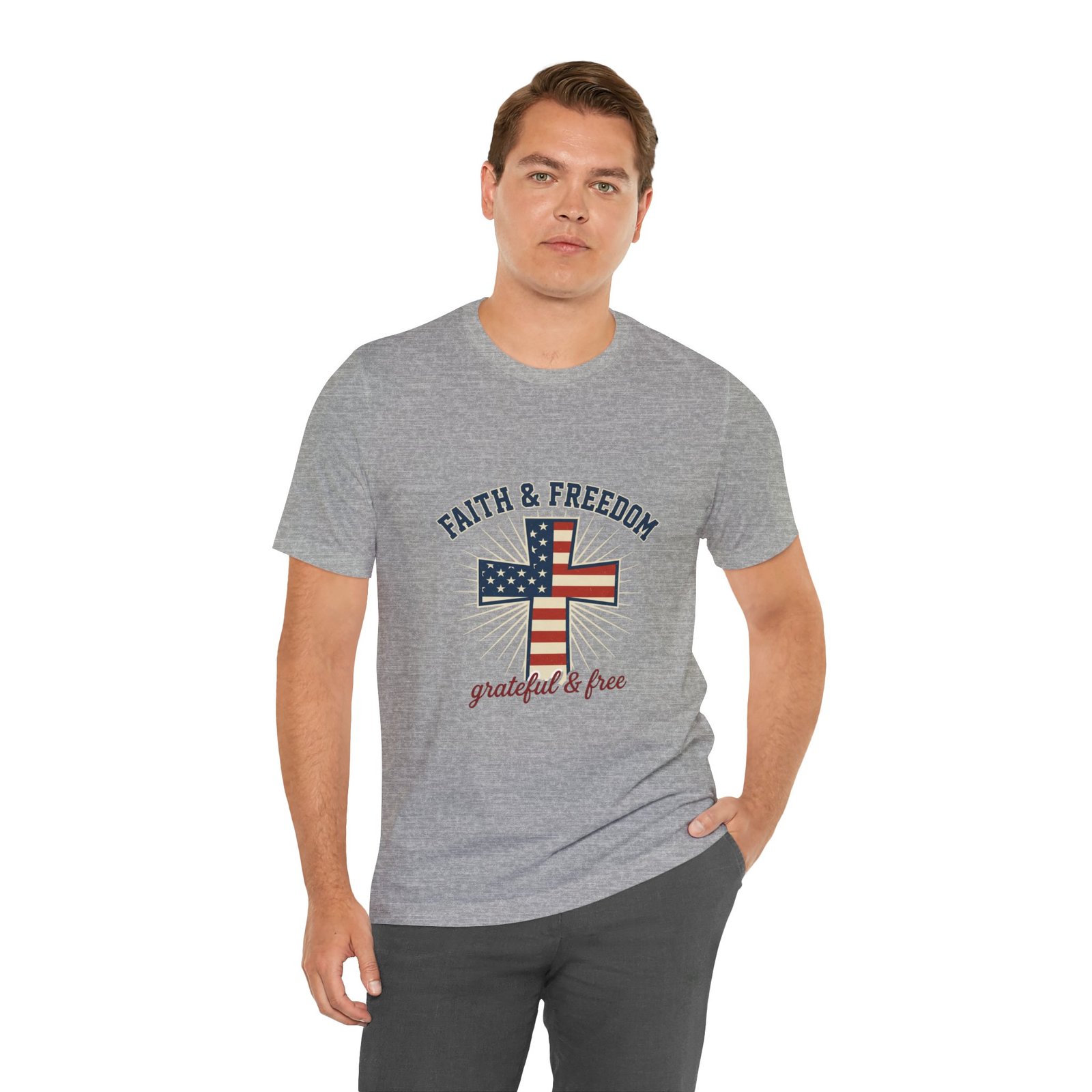 Faith & Freedom Cross Tee | Patriotic, Faith-Based July 4th Vintage Americana - Image 111