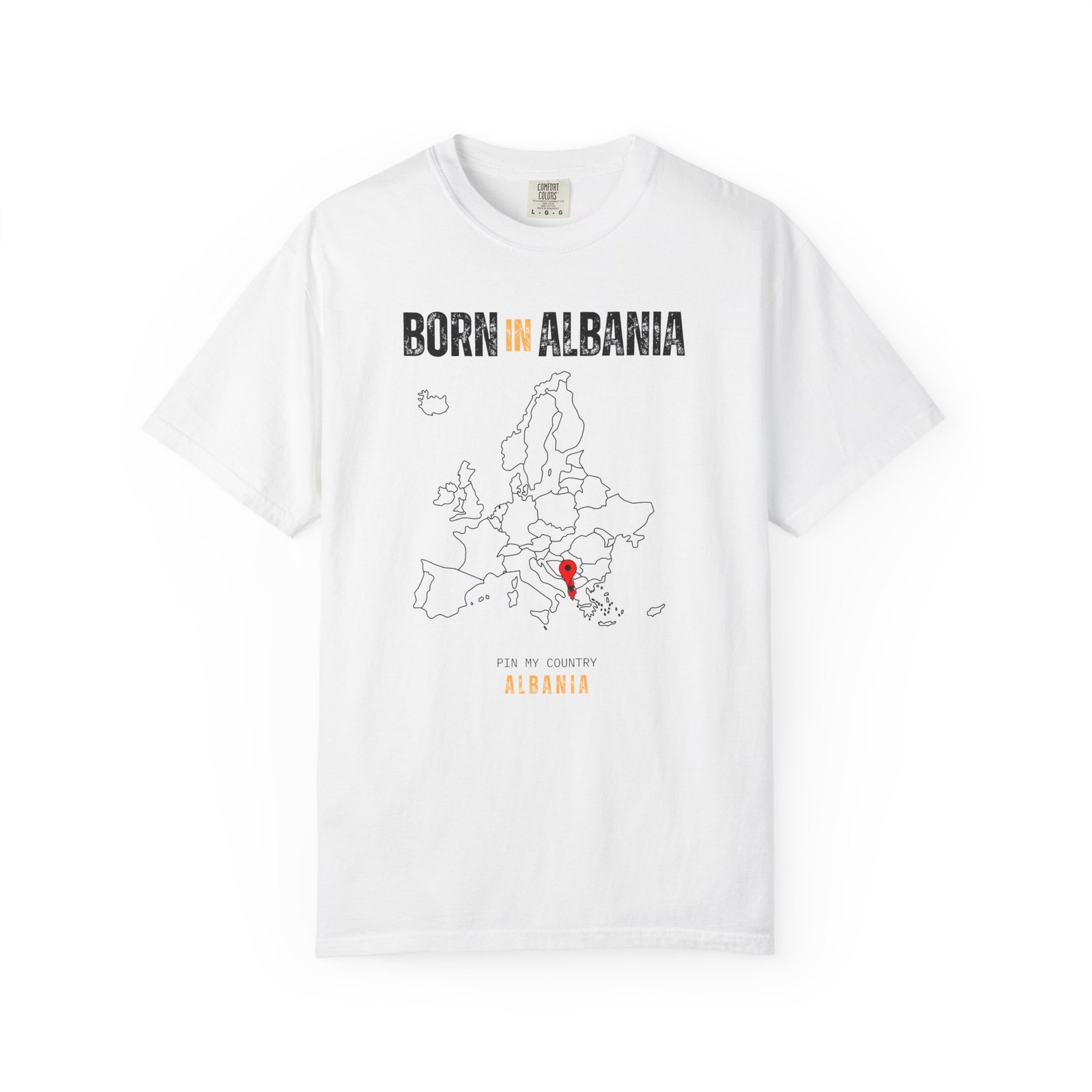 Born in Albania T-Shirt — Country Map Graphic Tee