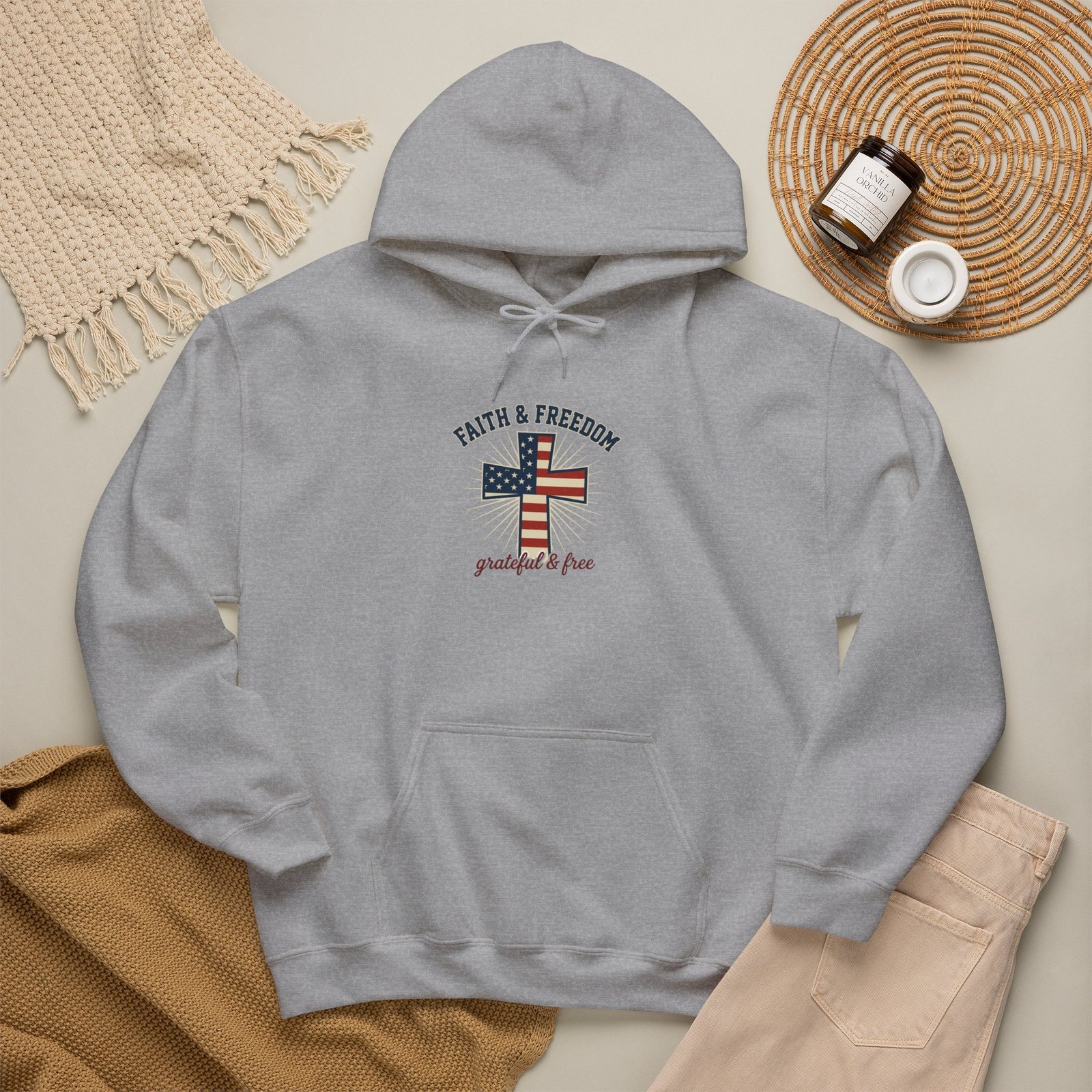 Faith & Freedom Flag Cross Hoodie | patriotic, faith-based, vintage Americana - Image 60