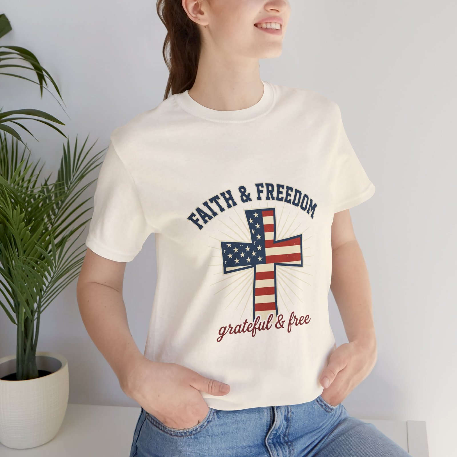 Faith & Freedom Cross Tee | Patriotic, Faith-Based July 4th Vintage Americana - Image 88