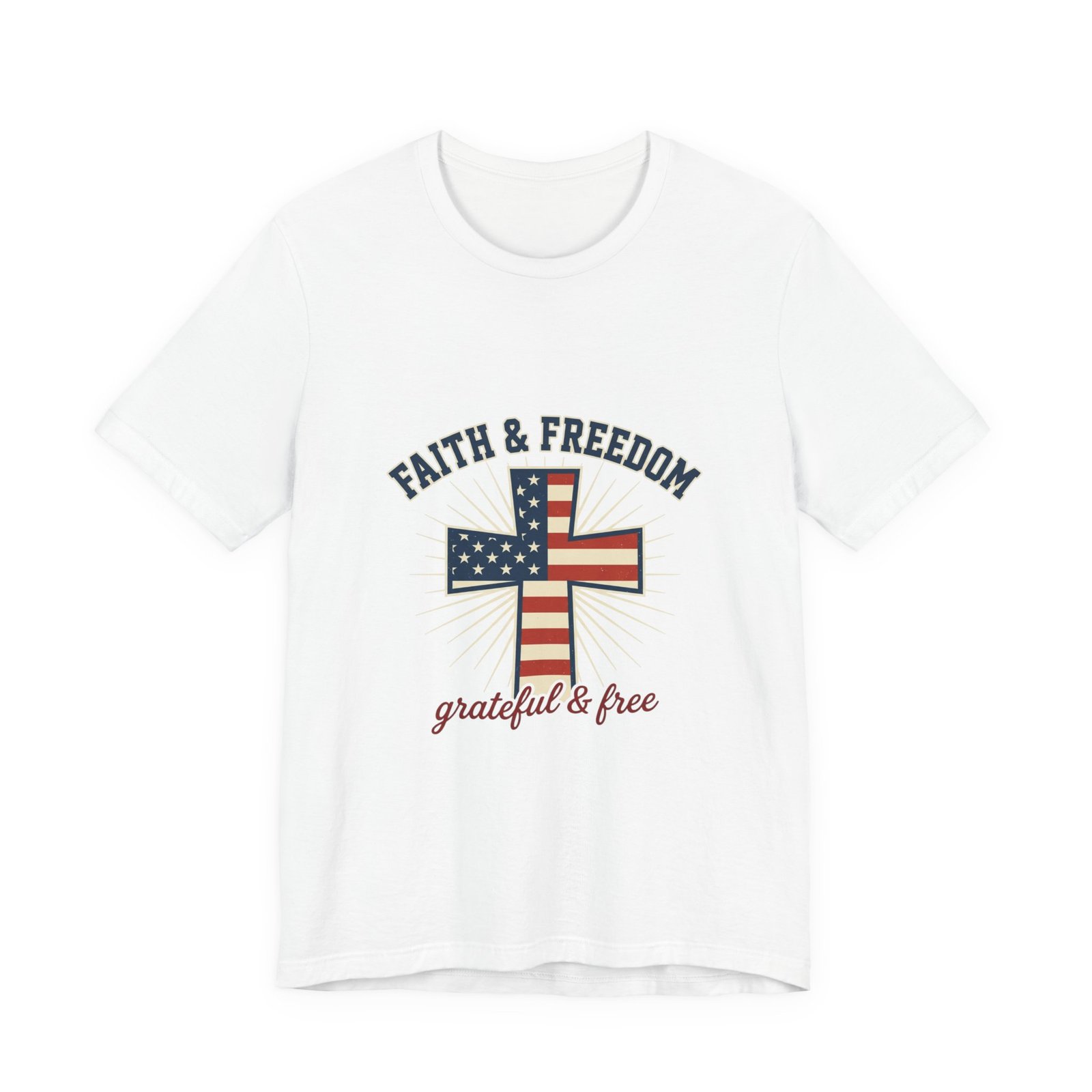 Faith & Freedom Cross Tee | Patriotic, Faith-Based July 4th Vintage Americana