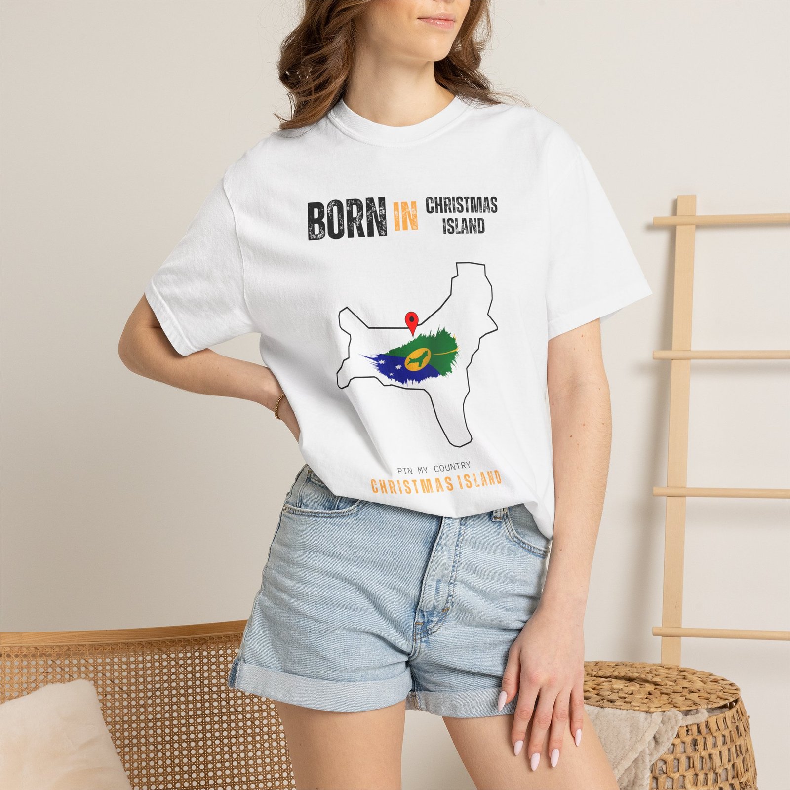 Born in Christmas Island T-Shirt — Country Map Graphic Tee - Image 4