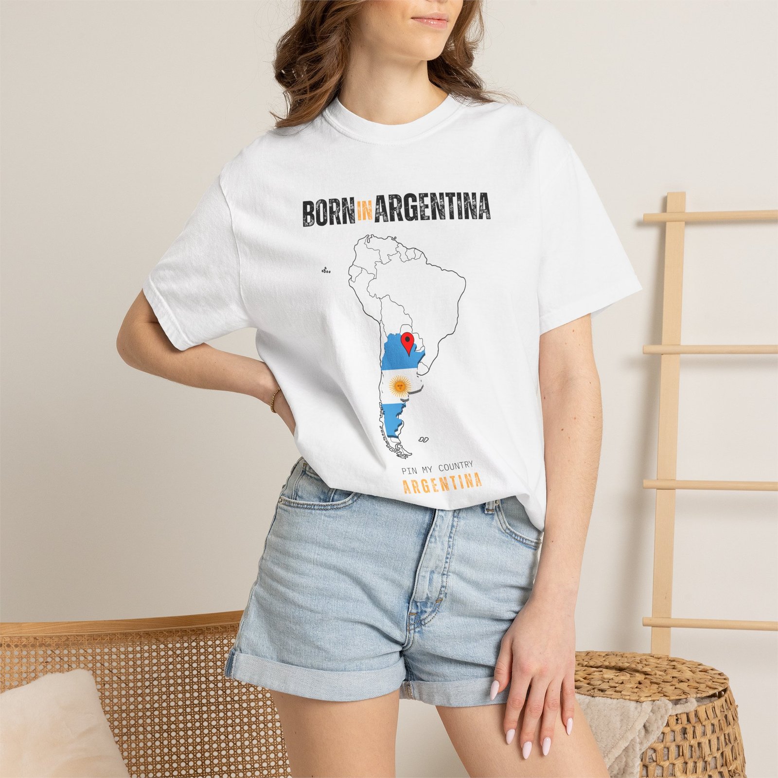 Born in Argentina T-Shirt — Country Map Graphic Tee - Image 4