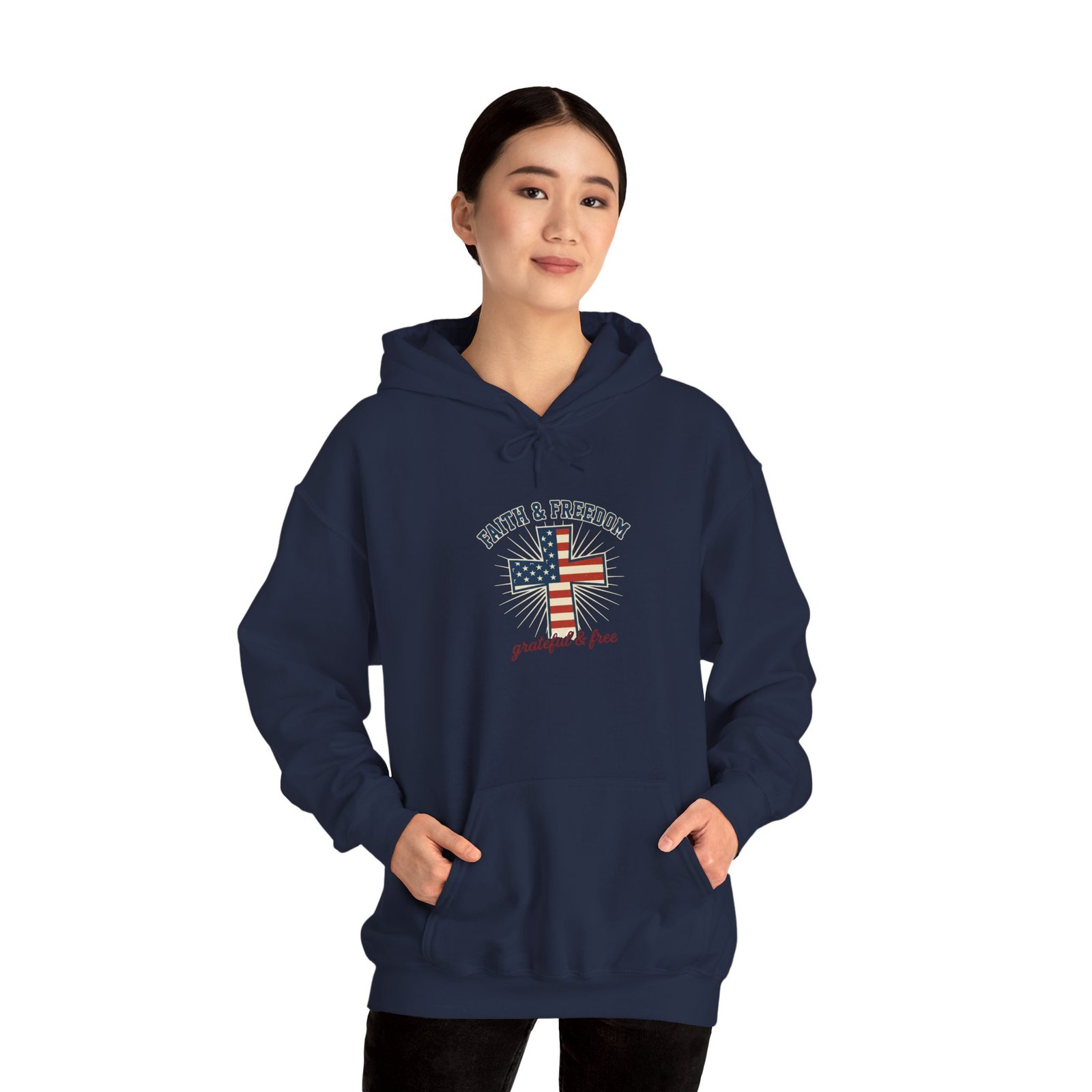 Faith & Freedom Flag Cross Hoodie | patriotic, faith-based, vintage Americana - Image 80