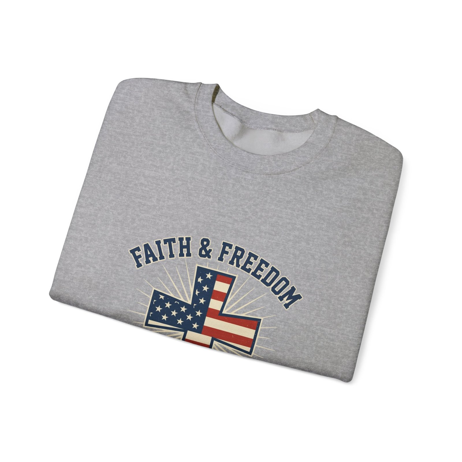 Faith & Freedom Cross Sweatshirt | Patriotic, Faith-based July 4th Vintage Americana - Image 48