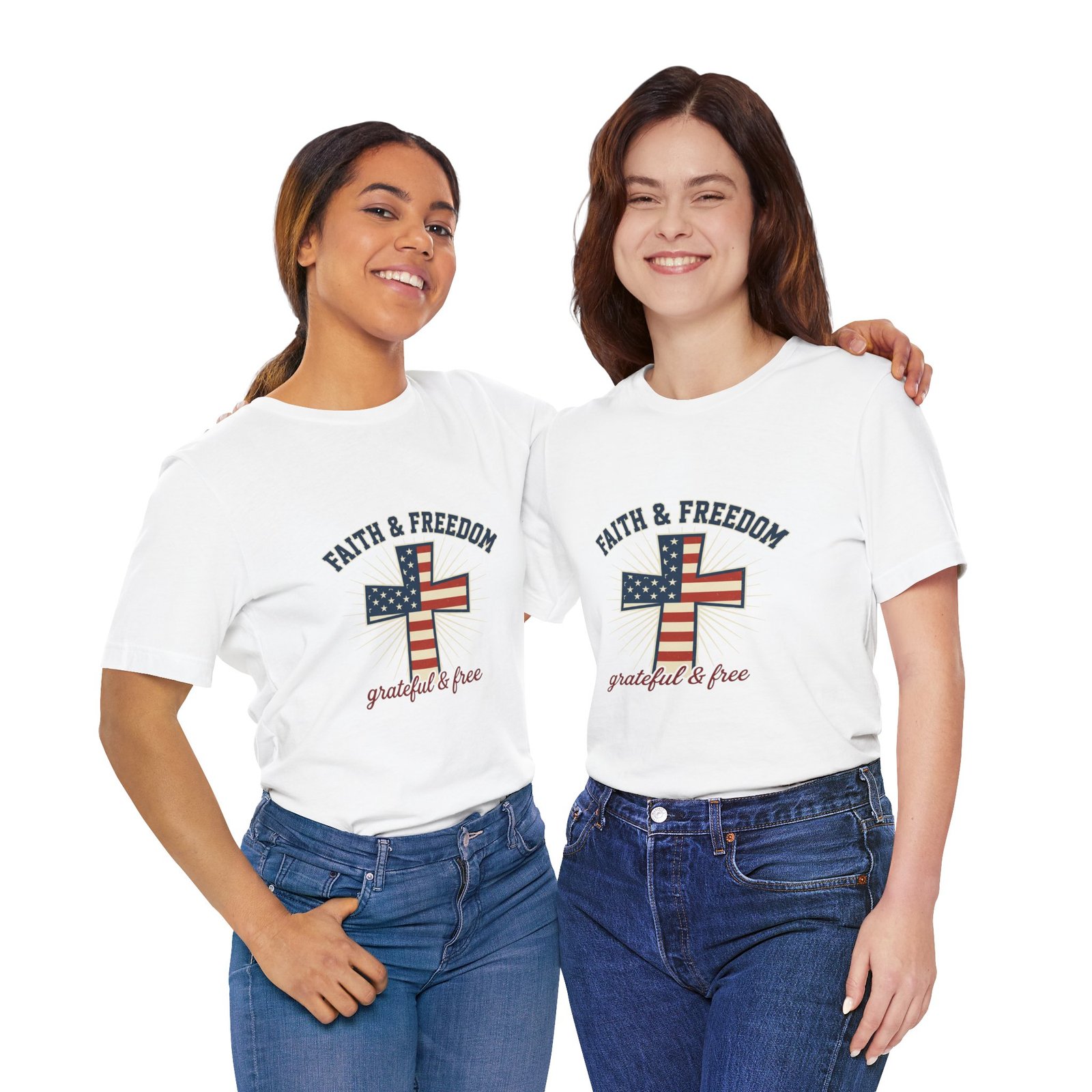 Faith & Freedom Cross Tee | Patriotic, Faith-Based July 4th Vintage Americana - Image 25