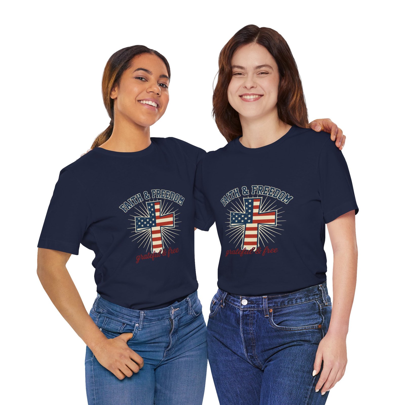 Faith & Freedom Cross Tee | Patriotic, Faith-Based July 4th Vintage Americana - Image 157