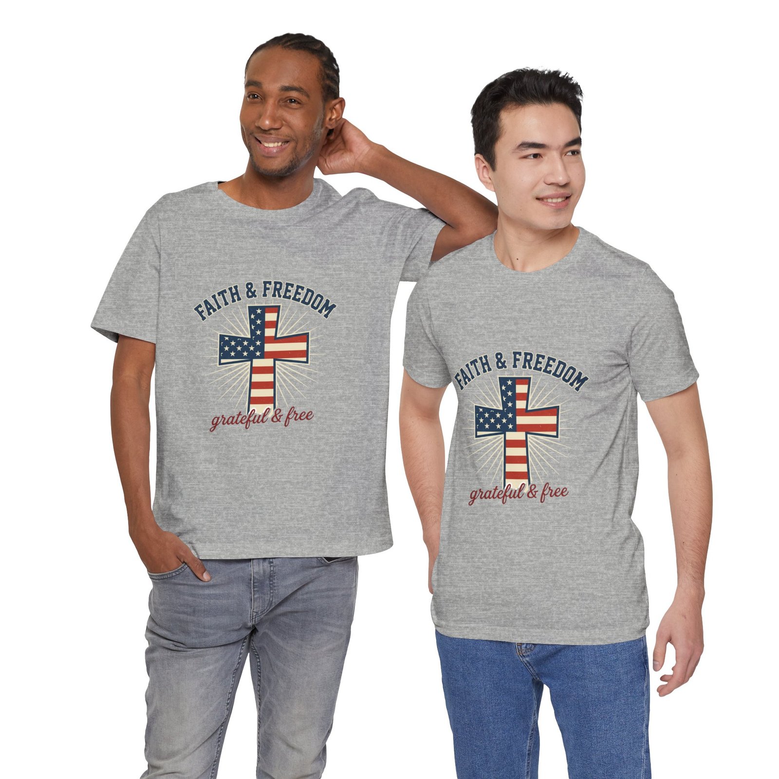 Faith & Freedom Cross Tee | Patriotic, Faith-Based July 4th Vintage Americana - Image 125