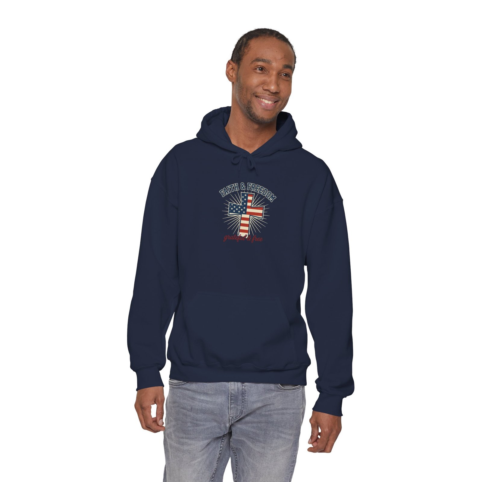 Faith & Freedom Flag Cross Hoodie | patriotic, faith-based, vintage Americana - Image 87