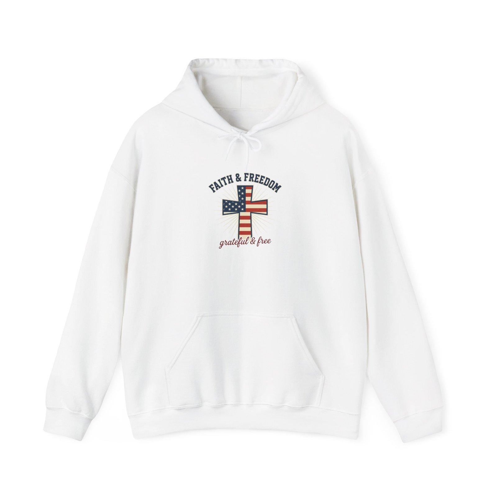 Faith & Freedom Flag Cross Hoodie | patriotic, faith-based, vintage Americana