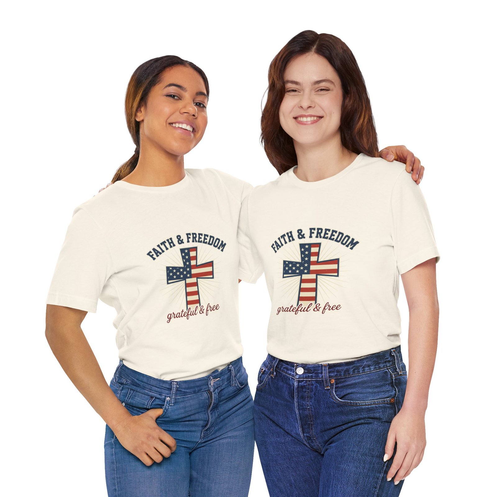 Faith & Freedom Cross Tee | Patriotic, Faith-Based July 4th Vintage Americana - Image 91